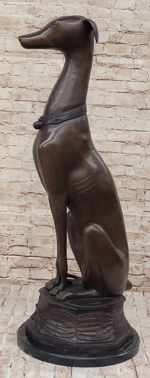 37" Tall Italian Greyhound with Special Patina Bronze Artwork Sculpture Animal