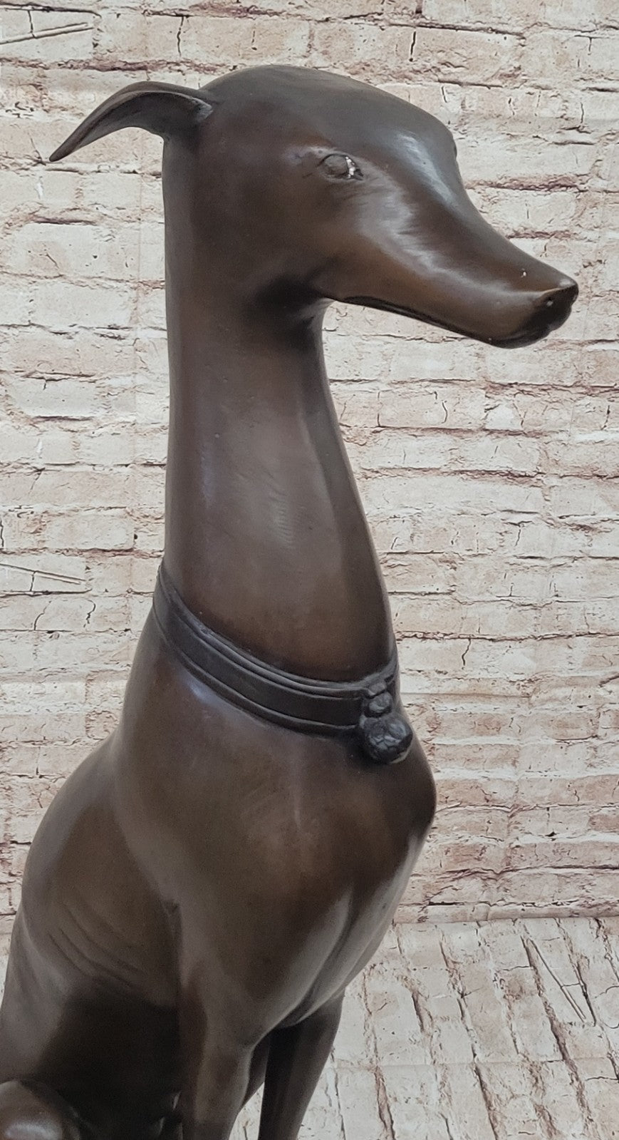 37" Tall Italian Greyhound with Special Patina Bronze Artwork Sculpture Animal