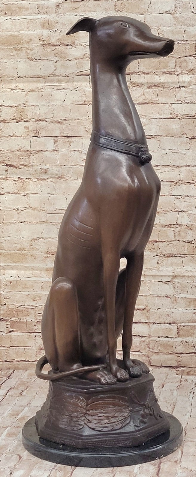 37" Tall Italian Greyhound with Special Patina Bronze Artwork Sculpture Animal