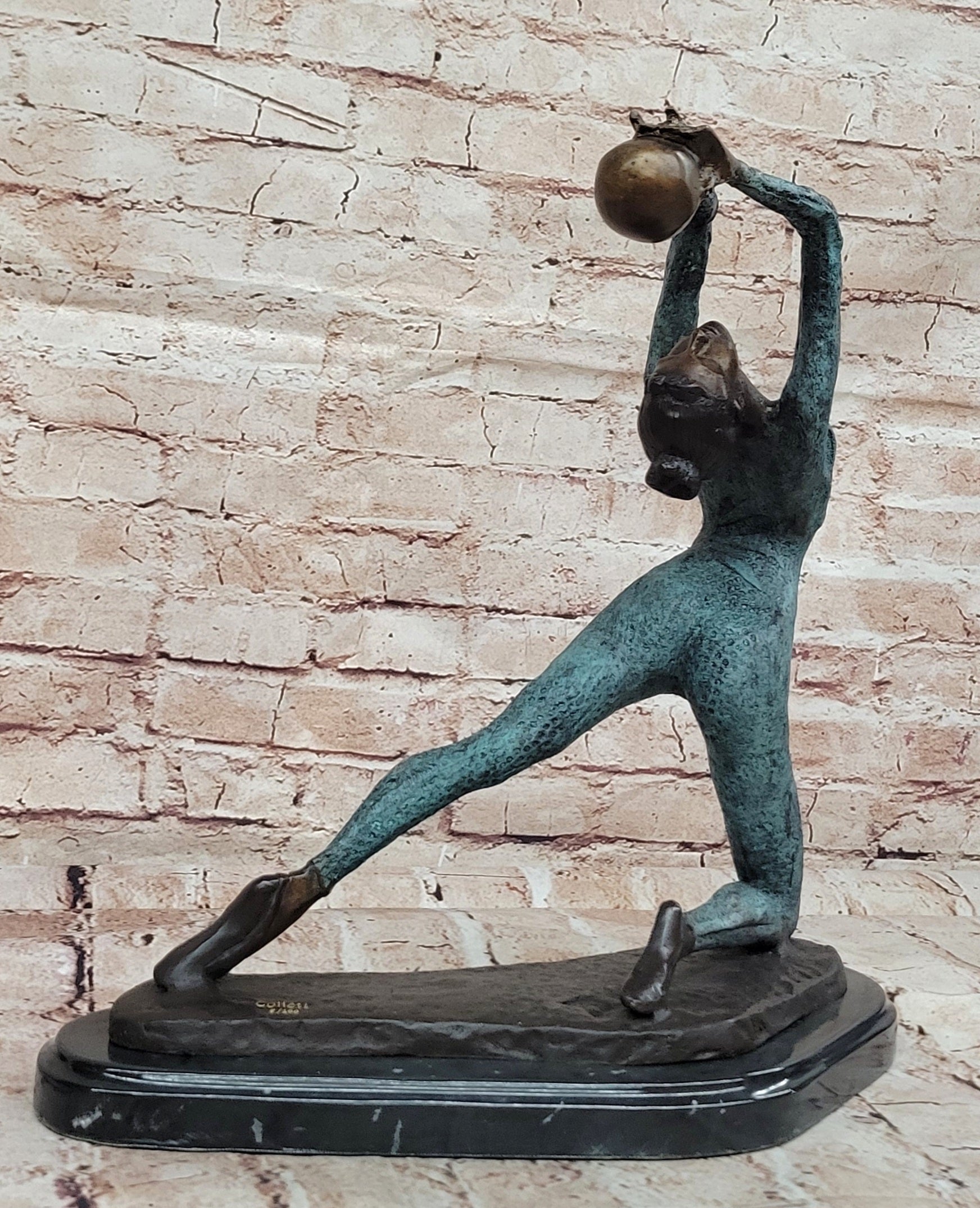 Lovely Vintage Deco French Bronze Nude Female Gymnast Acrobat Statue LTD EDTION
