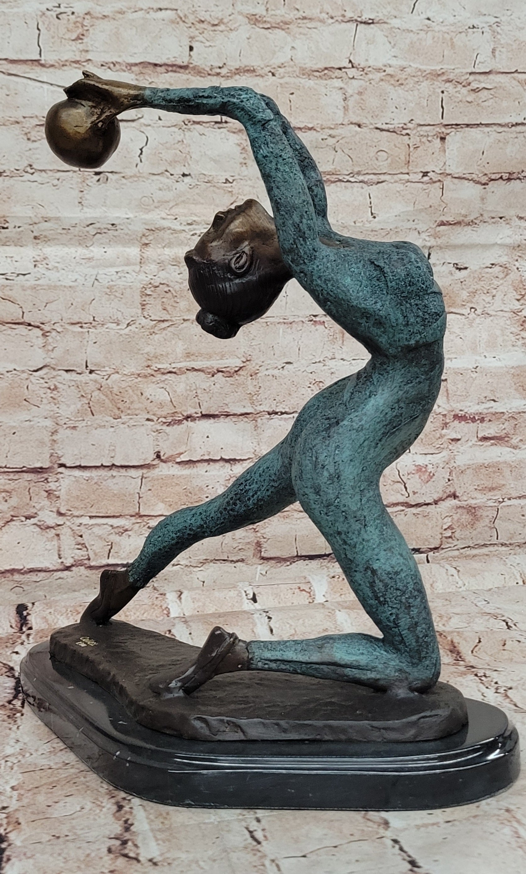 Lovely Vintage Deco French Bronze Nude Female Gymnast Acrobat Statue LTD EDTION