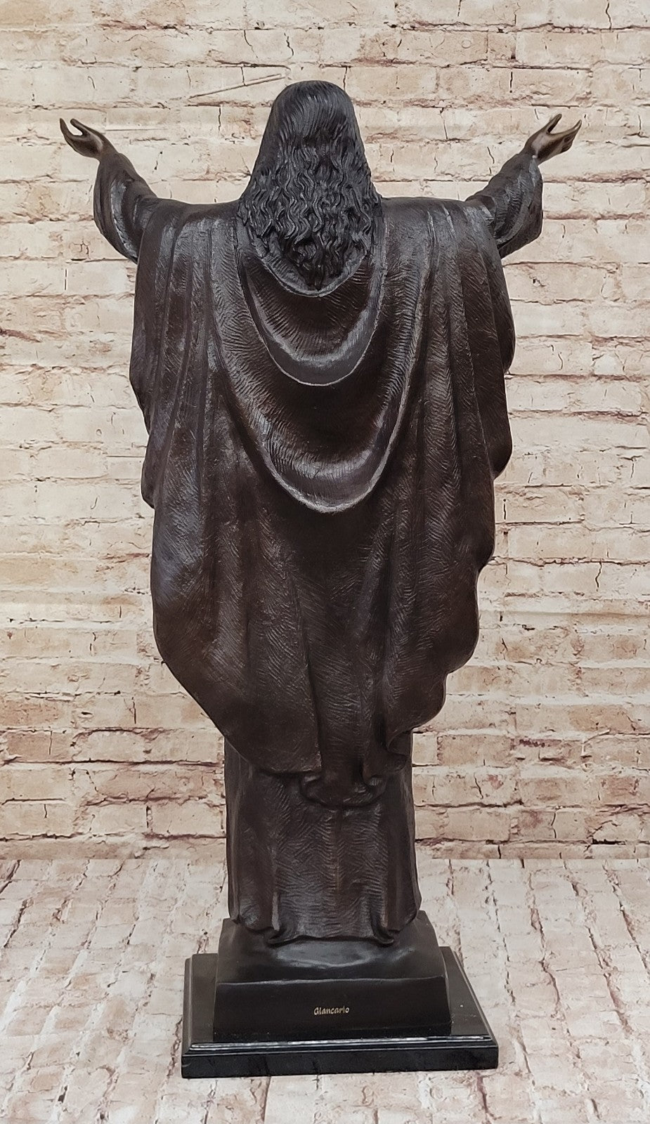 Large French Religious Bronze Statue Jesus With open Arms Lost Wax Method Statue