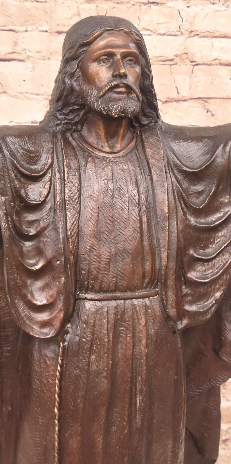Large French Religious Bronze Statue Jesus With open Arms Lost Wax Method Statue
