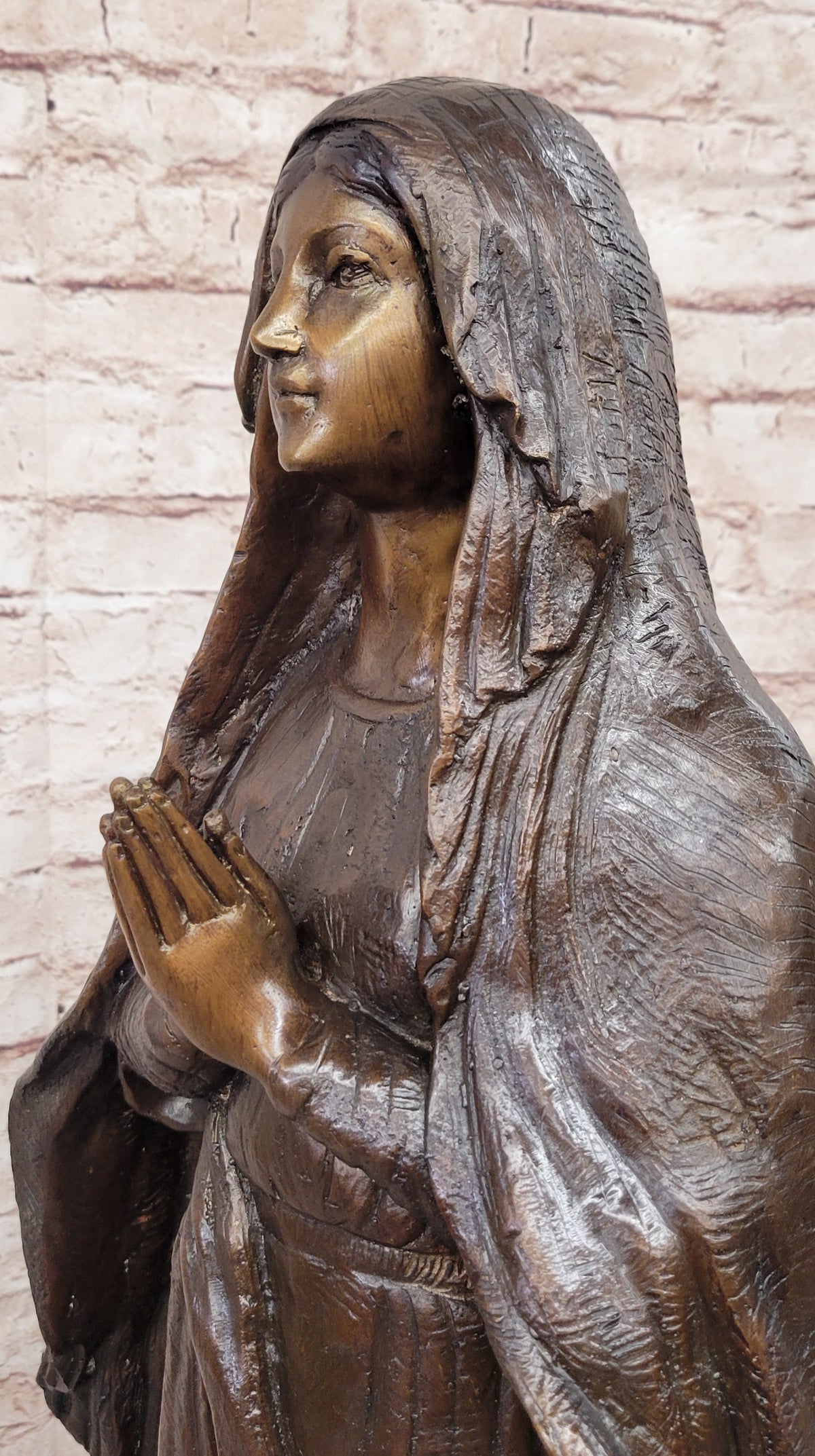 32" Tall Madonna Virgin Mary Religious Catholic Jesus Mother Bronze Sculpture S