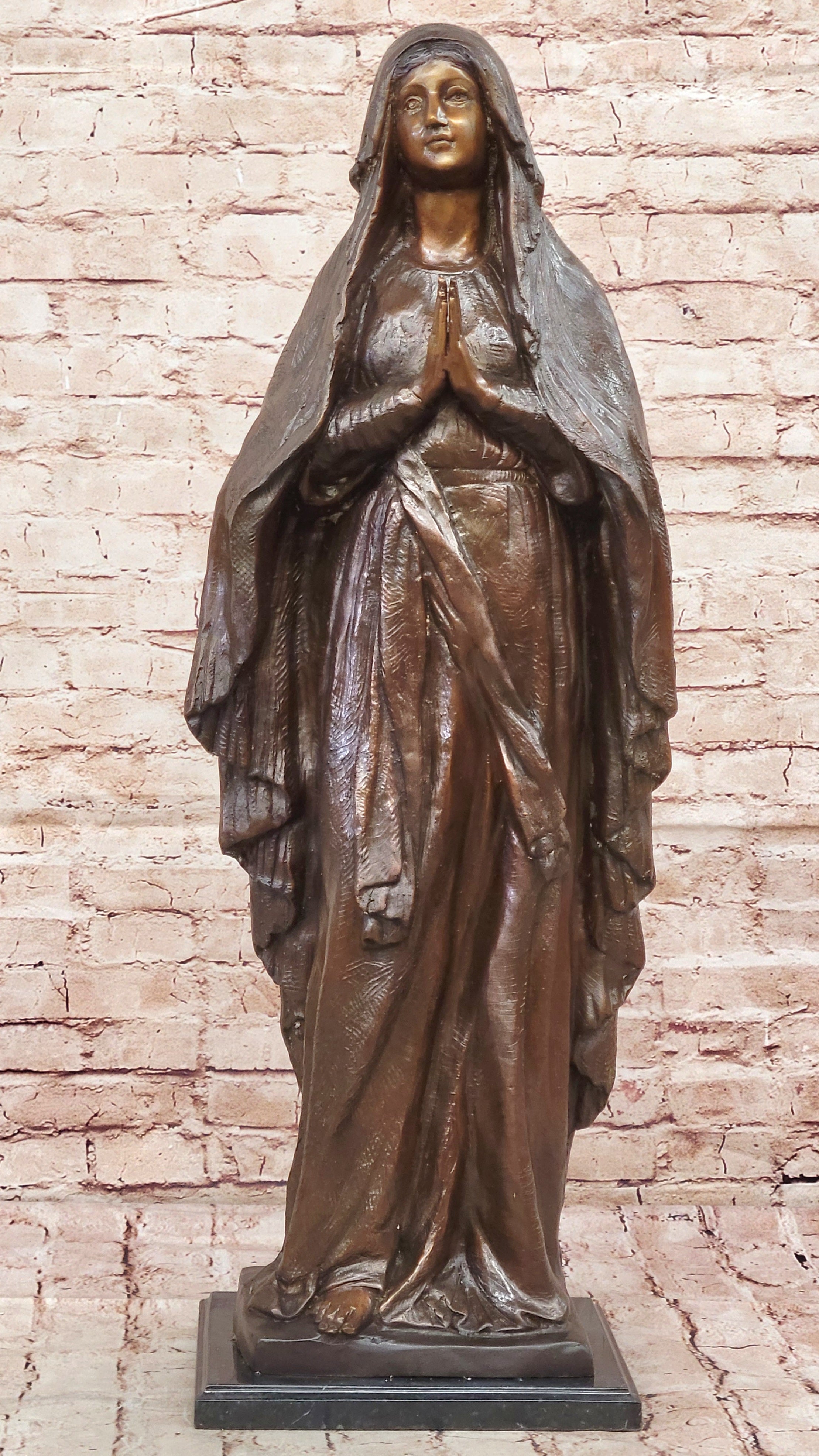 32" Tall Madonna Virgin Mary Religious Catholic Jesus Mother Bronze Sculpture S