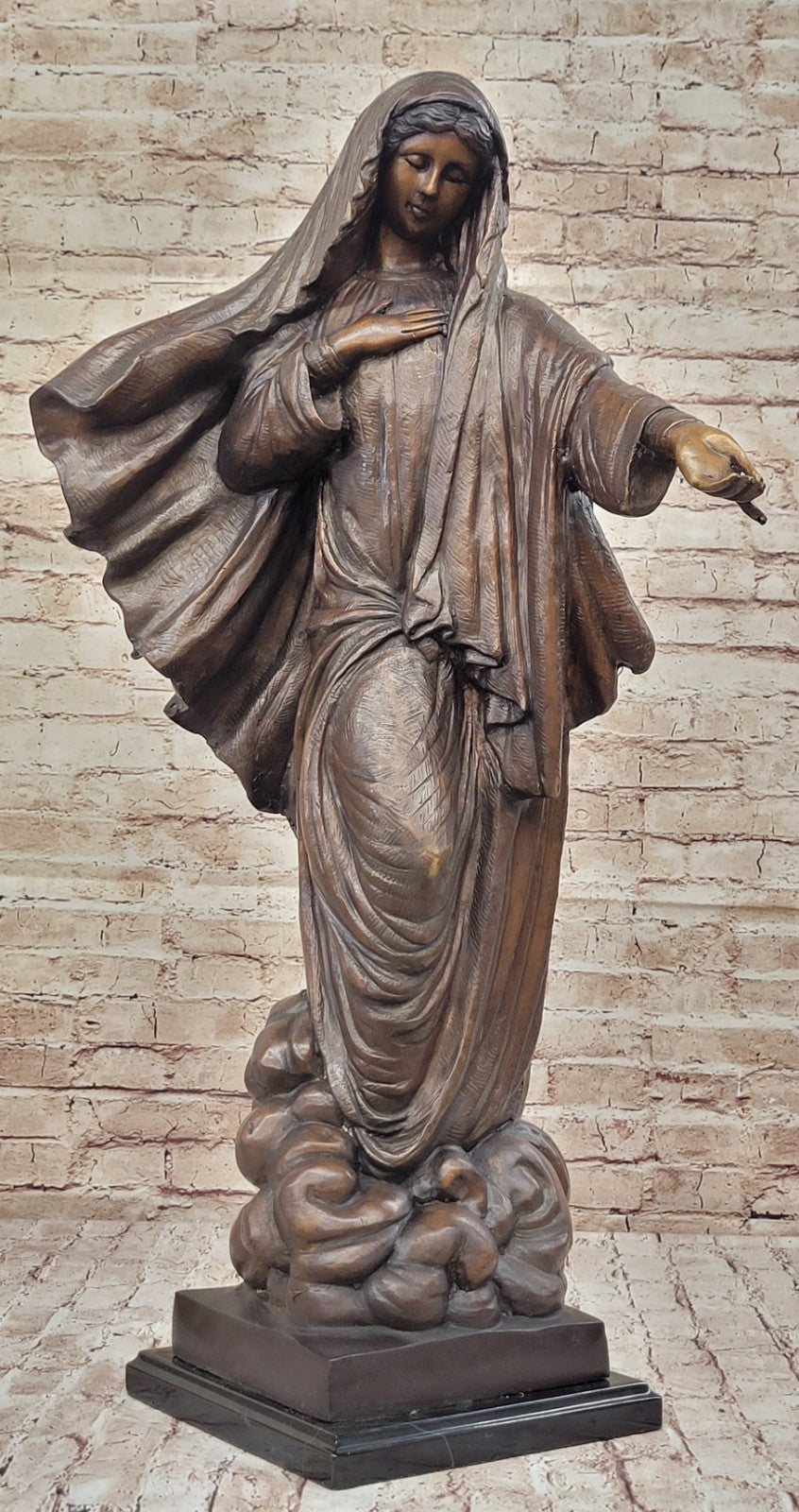 VINTAGE BRONZE ART NOUVEAU JESUS MARY CATHOLIC ICON HOT CAST SCULPTURE FIGURINE