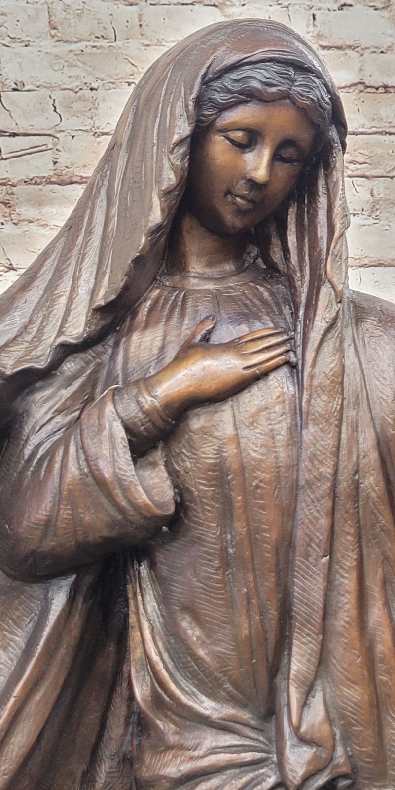 VINTAGE BRONZE ART NOUVEAU JESUS MARY CATHOLIC ICON HOT CAST SCULPTURE FIGURINE