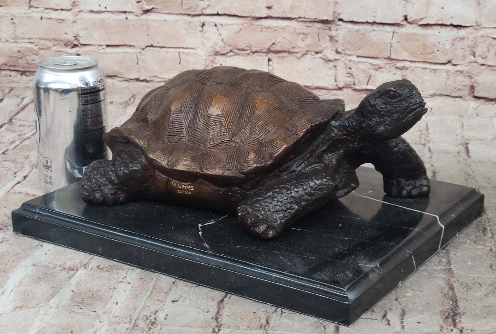 Vintage 100% Bronze Water Fountain Turtle Statue Garden Numbered Collectible ART
