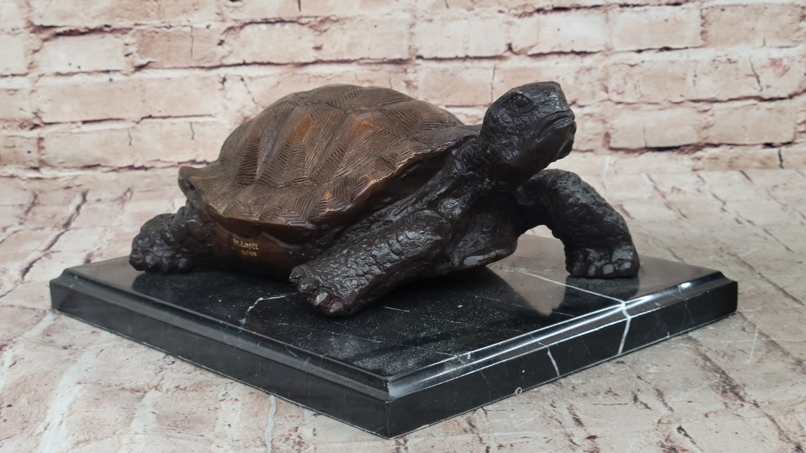 Vintage 100% Bronze Water Fountain Turtle Statue Garden Numbered Collectible ART