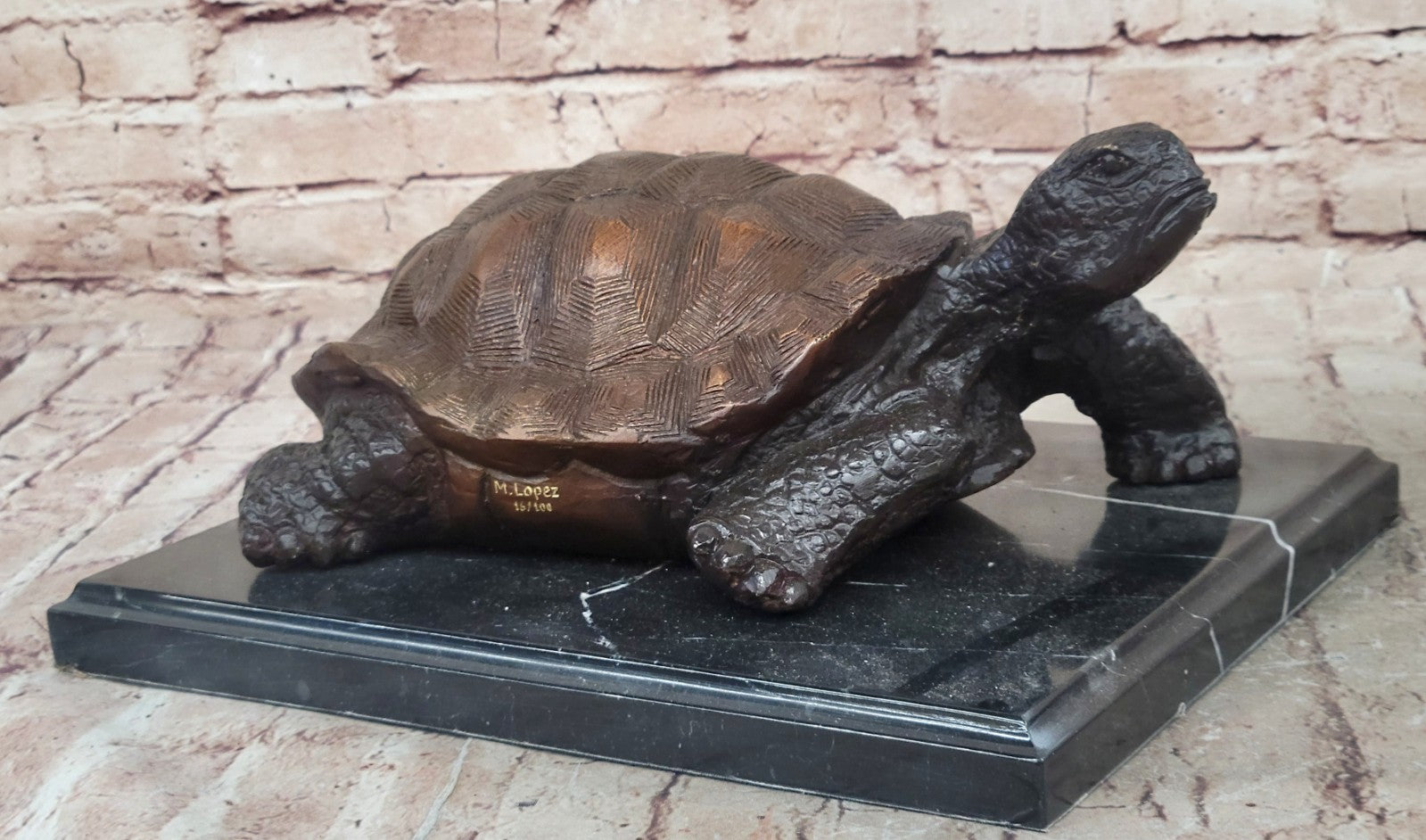Vintage 100% Bronze Water Fountain Turtle Statue Garden Numbered Collectible ART