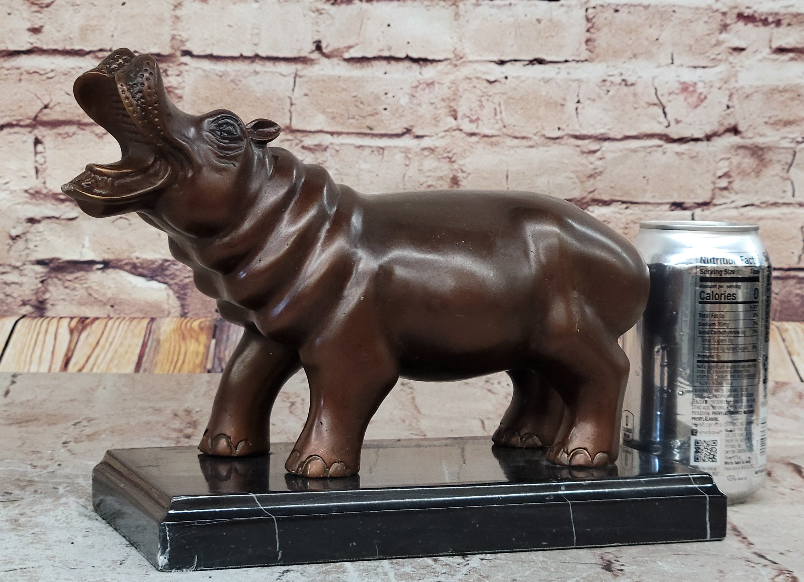French Artist Mogniez`s Hippopotamus Bronze Sculpture Artwork Sale