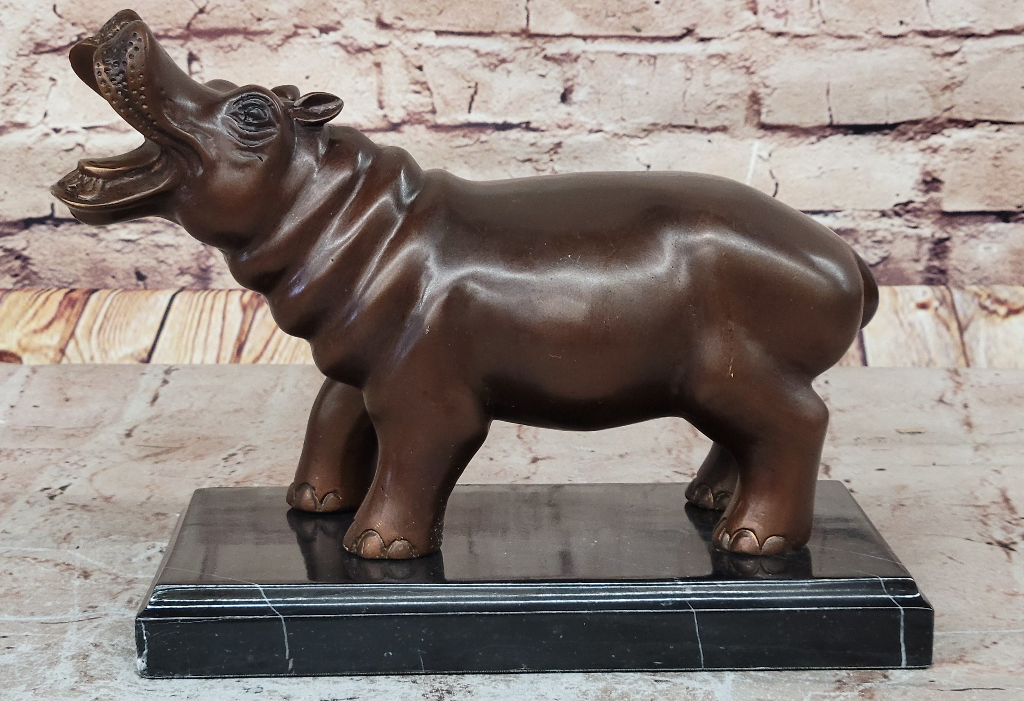 French Artist Mogniez`s Hippopotamus Bronze Sculpture Artwork Sale