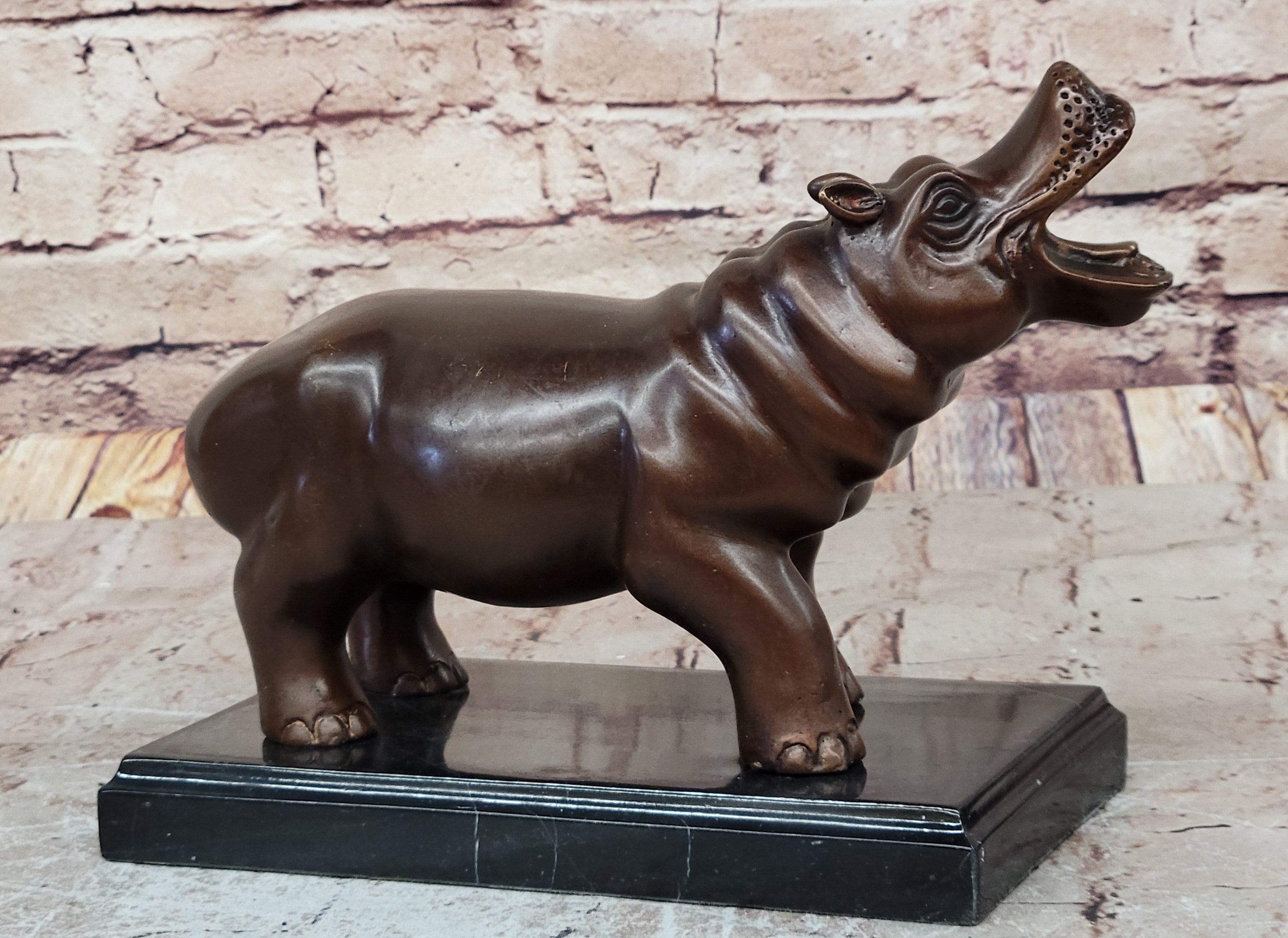French Artist Mogniez`s Hippopotamus Bronze Sculpture Artwork Sale