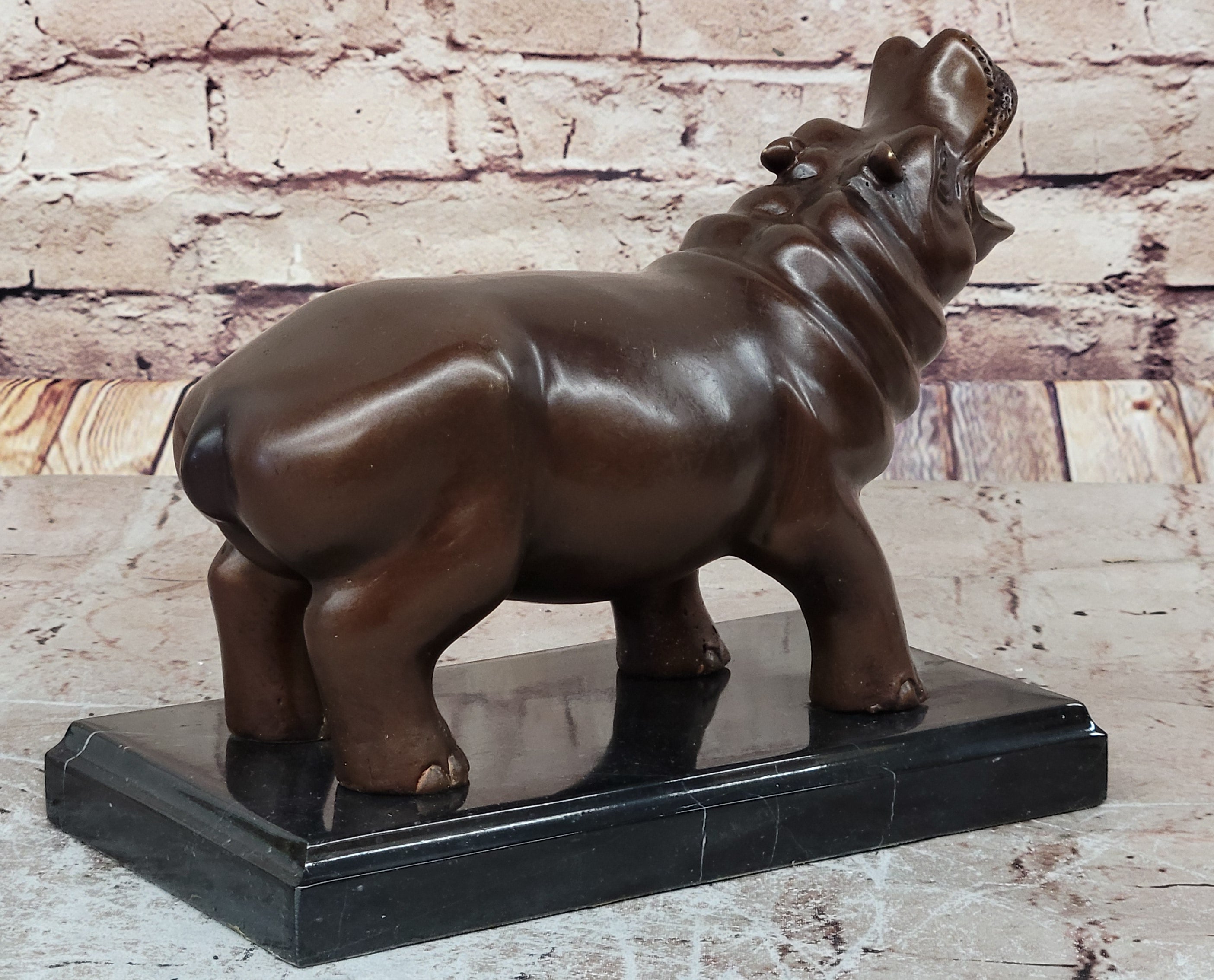 French Artist Mogniez`s Hippopotamus Bronze Sculpture Artwork Sale