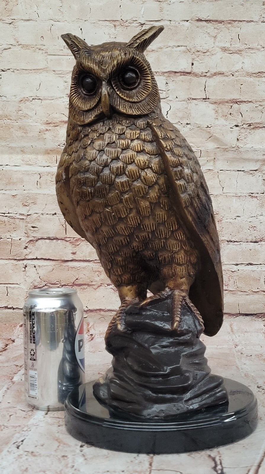 Large Bronze Owl Statue by Moigniez: Handcrafted Wildlife Bird Sculpture Statue