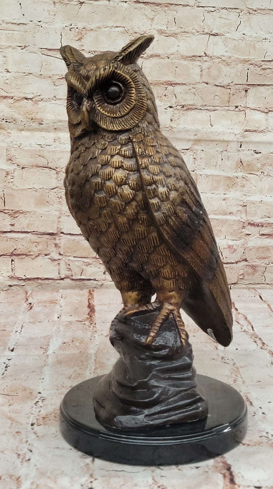 Large Bronze Owl Statue by Moigniez: Handcrafted Wildlife Bird Sculpture Statue
