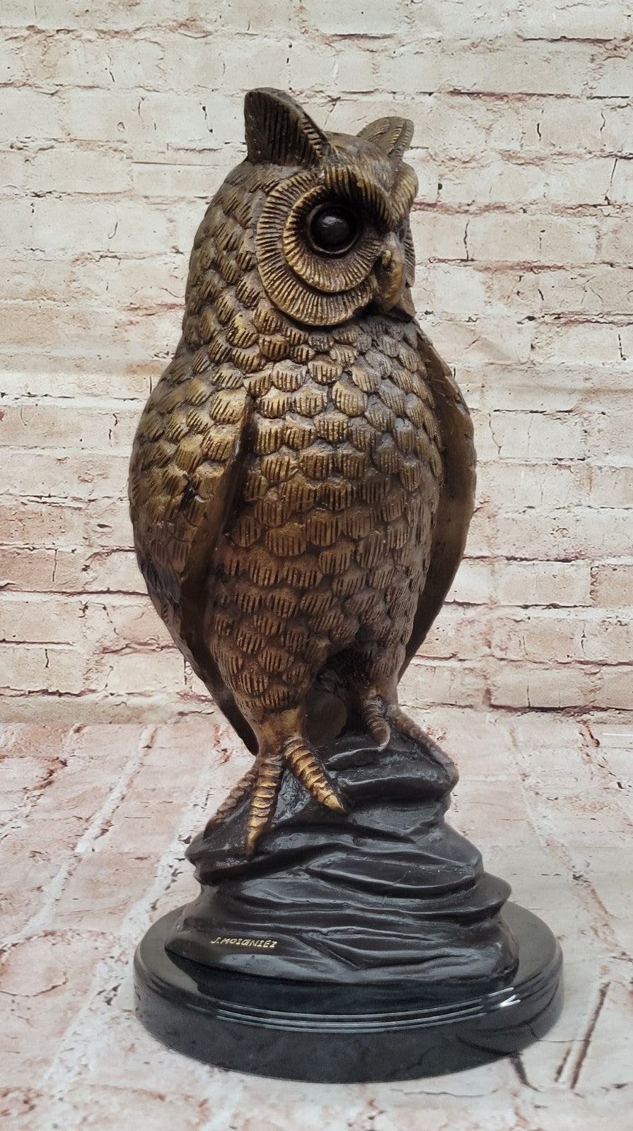 Large Bronze Owl Statue by Moigniez: Handcrafted Wildlife Bird Sculpture Statue