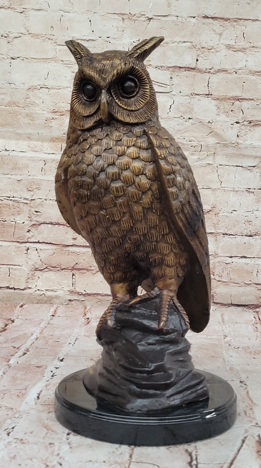 Large Bronze Owl Statue by Moigniez: Handcrafted Wildlife Bird Sculpture Statue