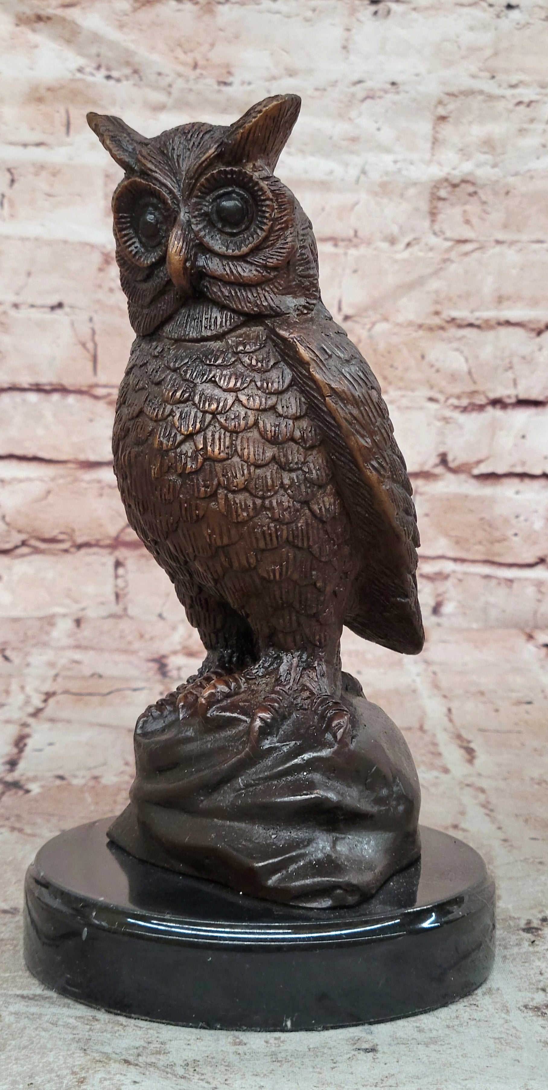 An Enchanting Solid Bronze Owl By Nardini With A Lovey Patina Lost Wax Method NR