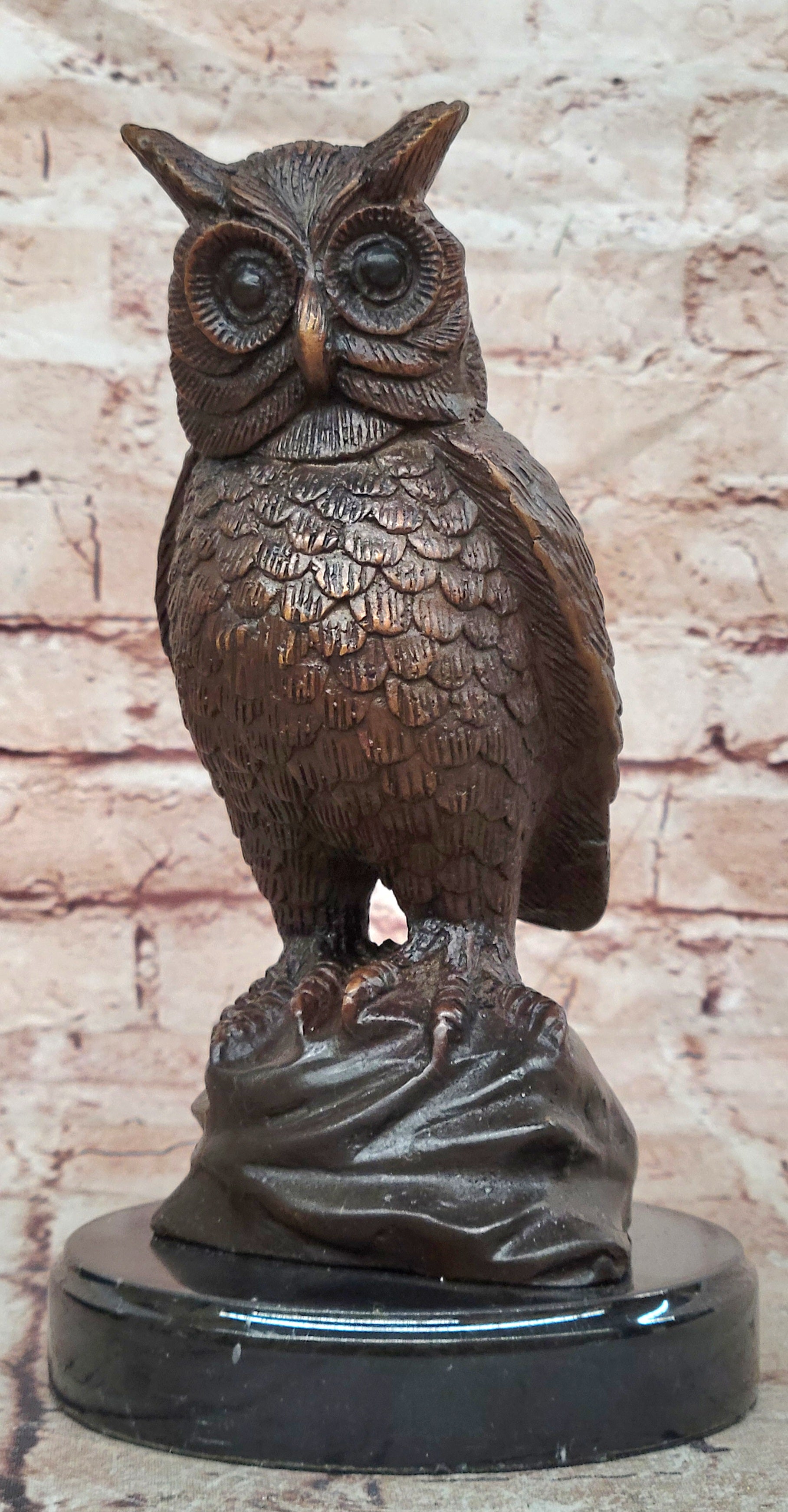 An Enchanting Solid Bronze Owl By Nardini With A Lovey Patina Lost Wax Method NR