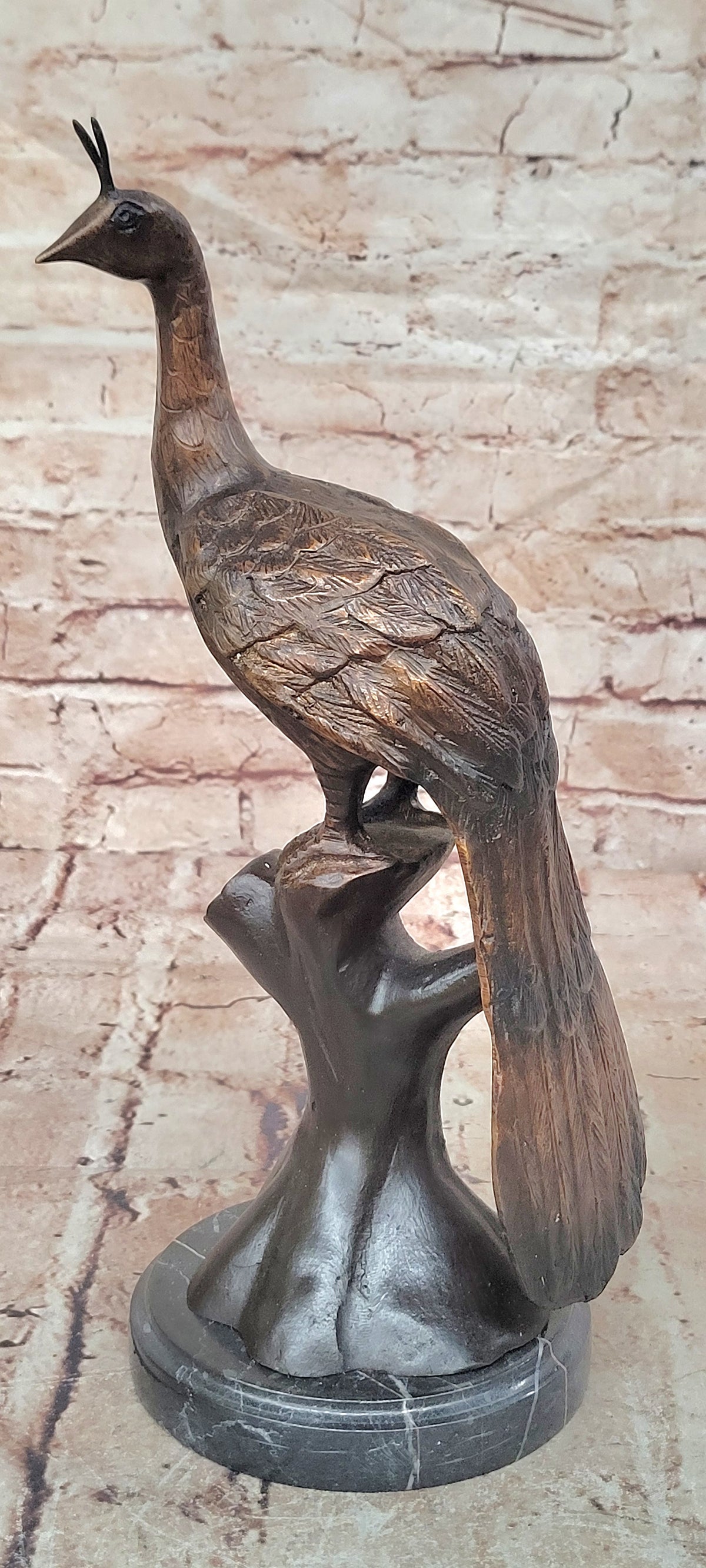 100% Pure Bronze Copper exquisite Carve peacock peafowl Bird Art statuary Figure