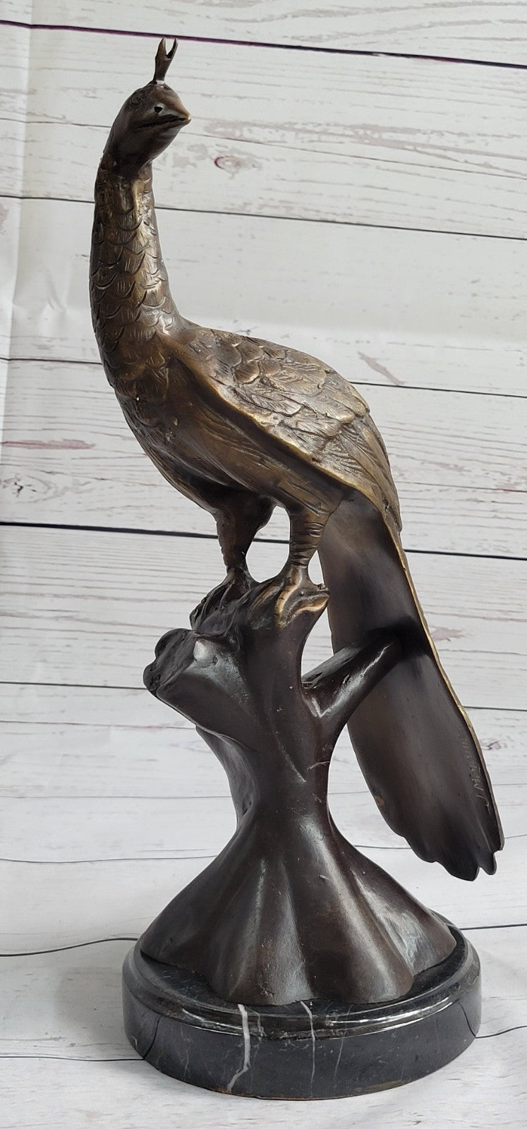 100% Pure Bronze Copper exquisite Carve peacock peafowl Bird Art statuary Figure