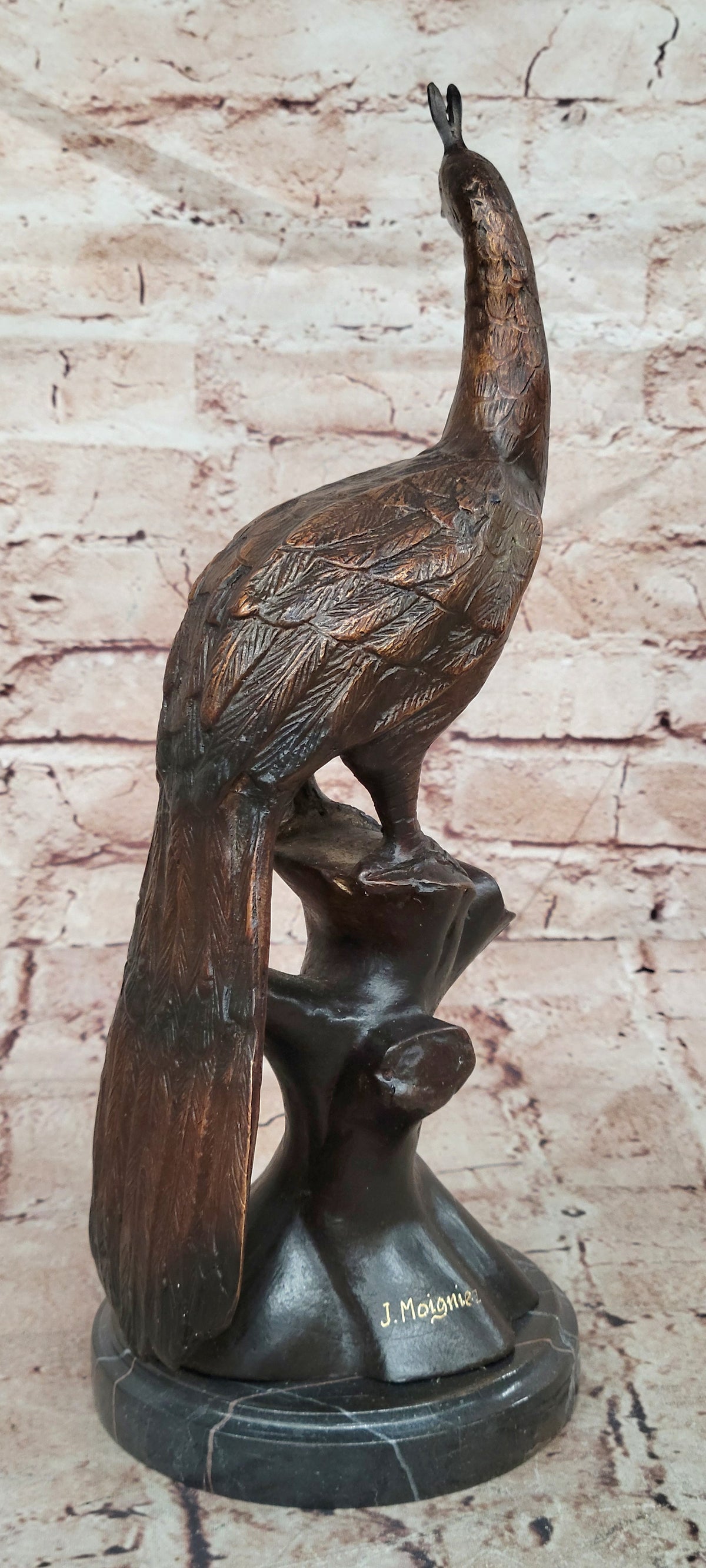 100% Pure Bronze Copper exquisite Carve peacock peafowl Bird Art statuary Figure