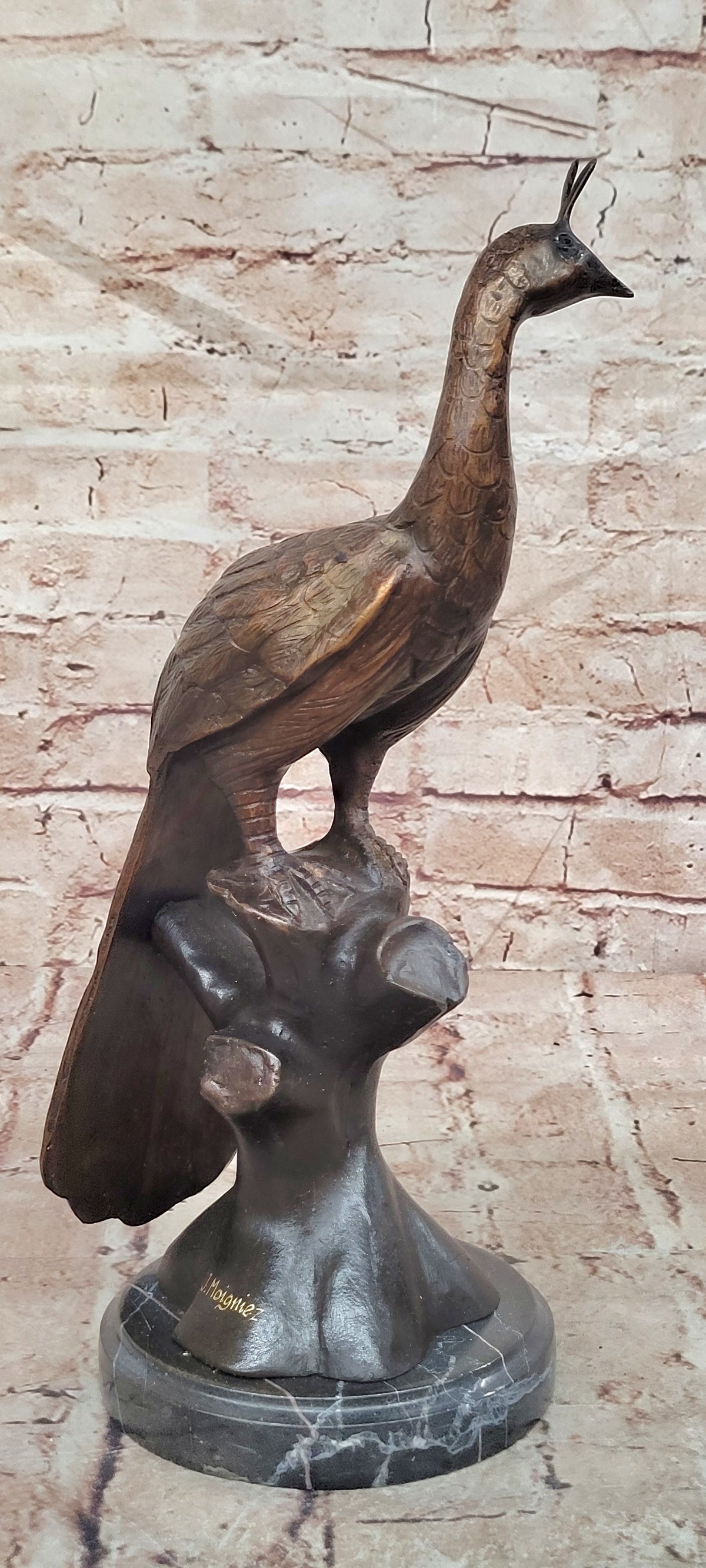 100% Pure Bronze Copper exquisite Carve peacock peafowl Bird Art statuary Figure