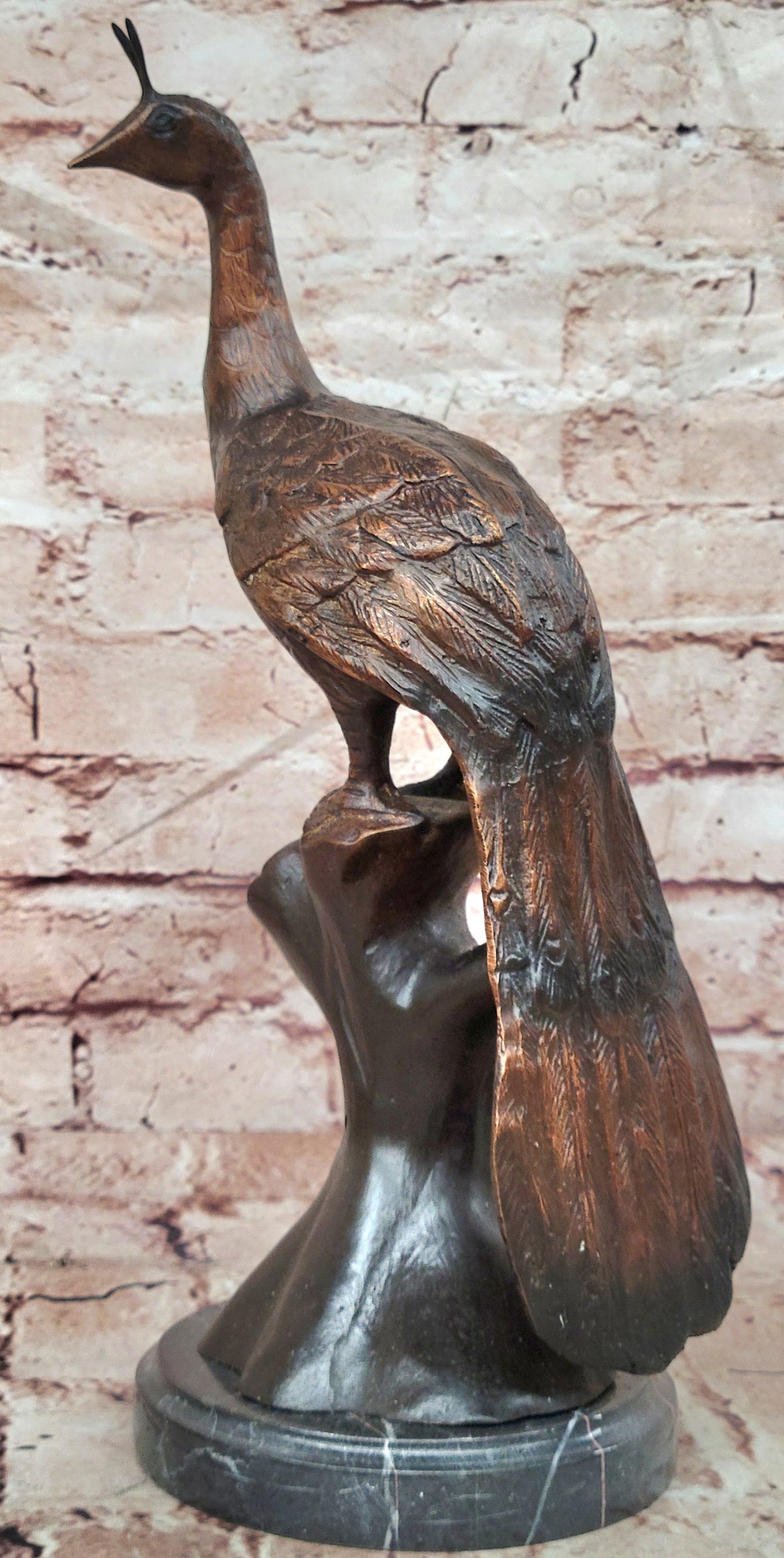 100% Pure Bronze Copper exquisite Carve peacock peafowl Bird Art statuary Figure