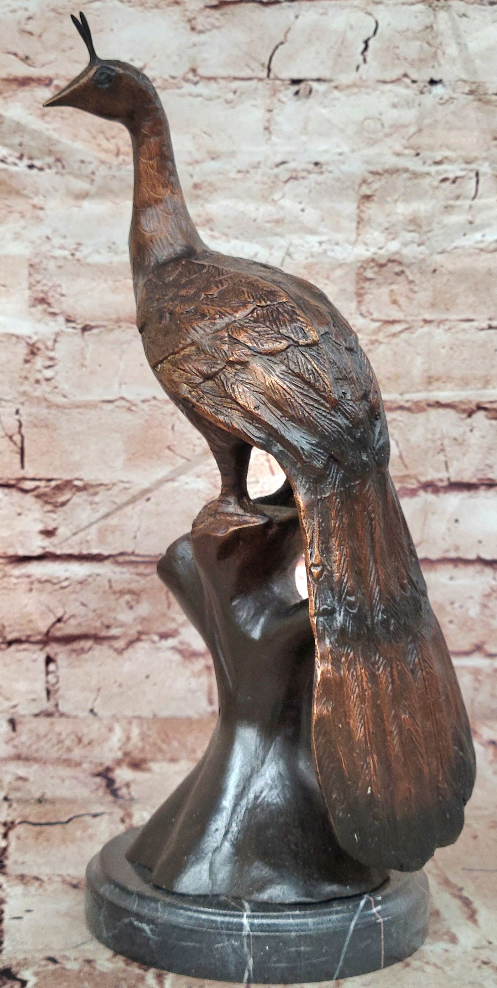 100% Pure Bronze Copper exquisite Carve peacock peafowl Bird Art statuary Figure