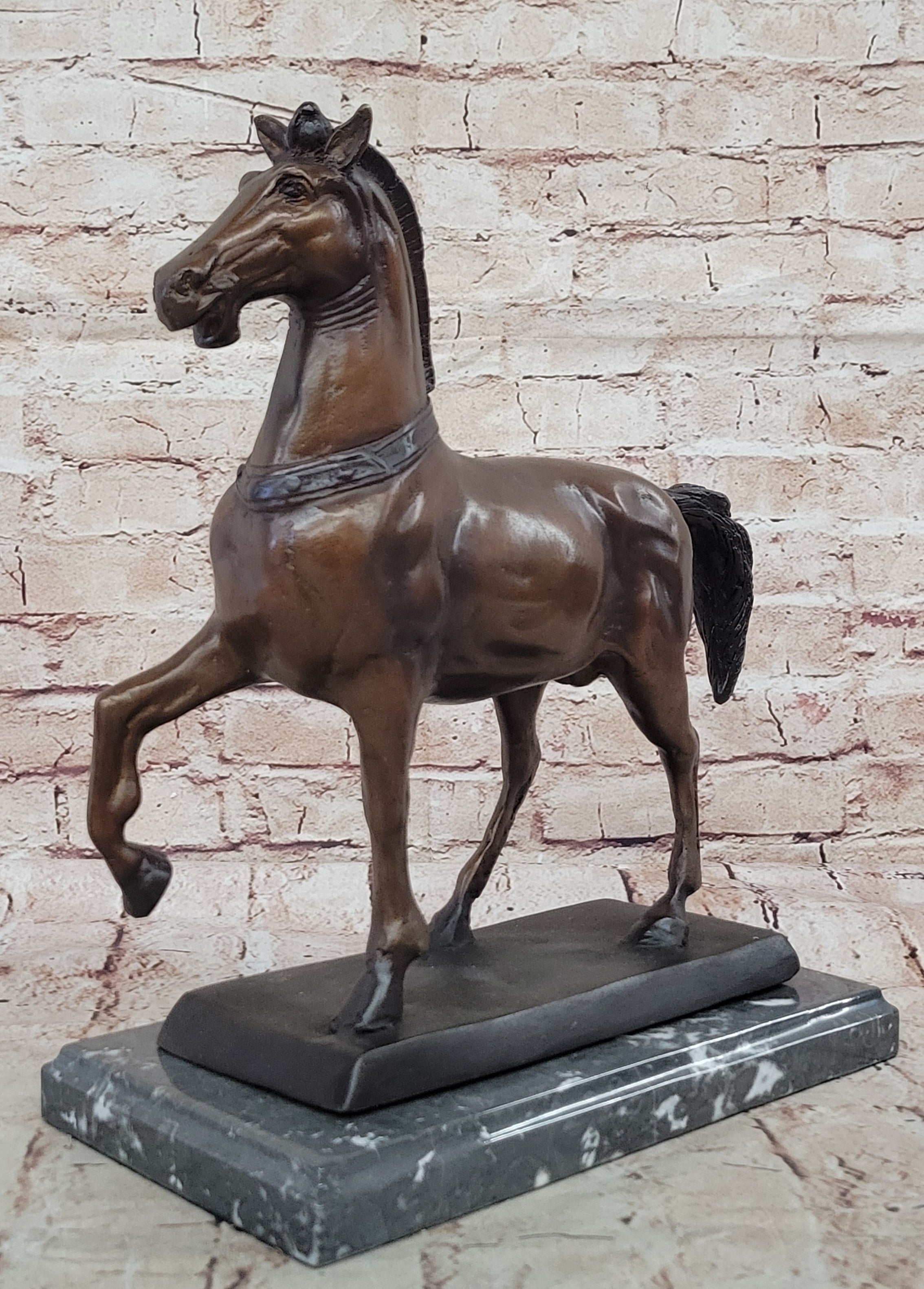 Large Bronze Stallion Sculpture Statue Horse by Moigniez Hot Cast Artwork Decor