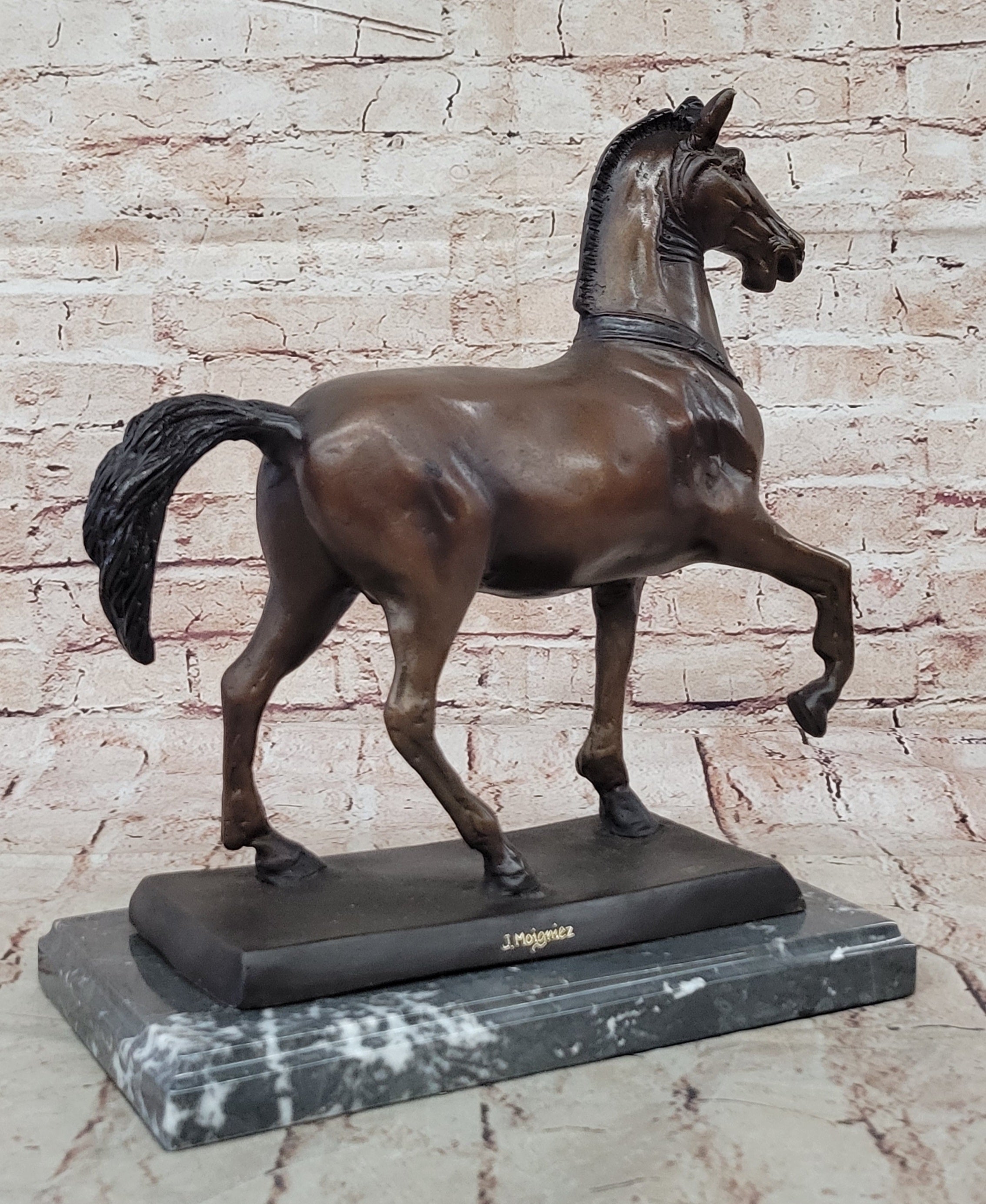 Large Bronze Stallion Sculpture Statue Horse by Moigniez Hot Cast Artwork Decor