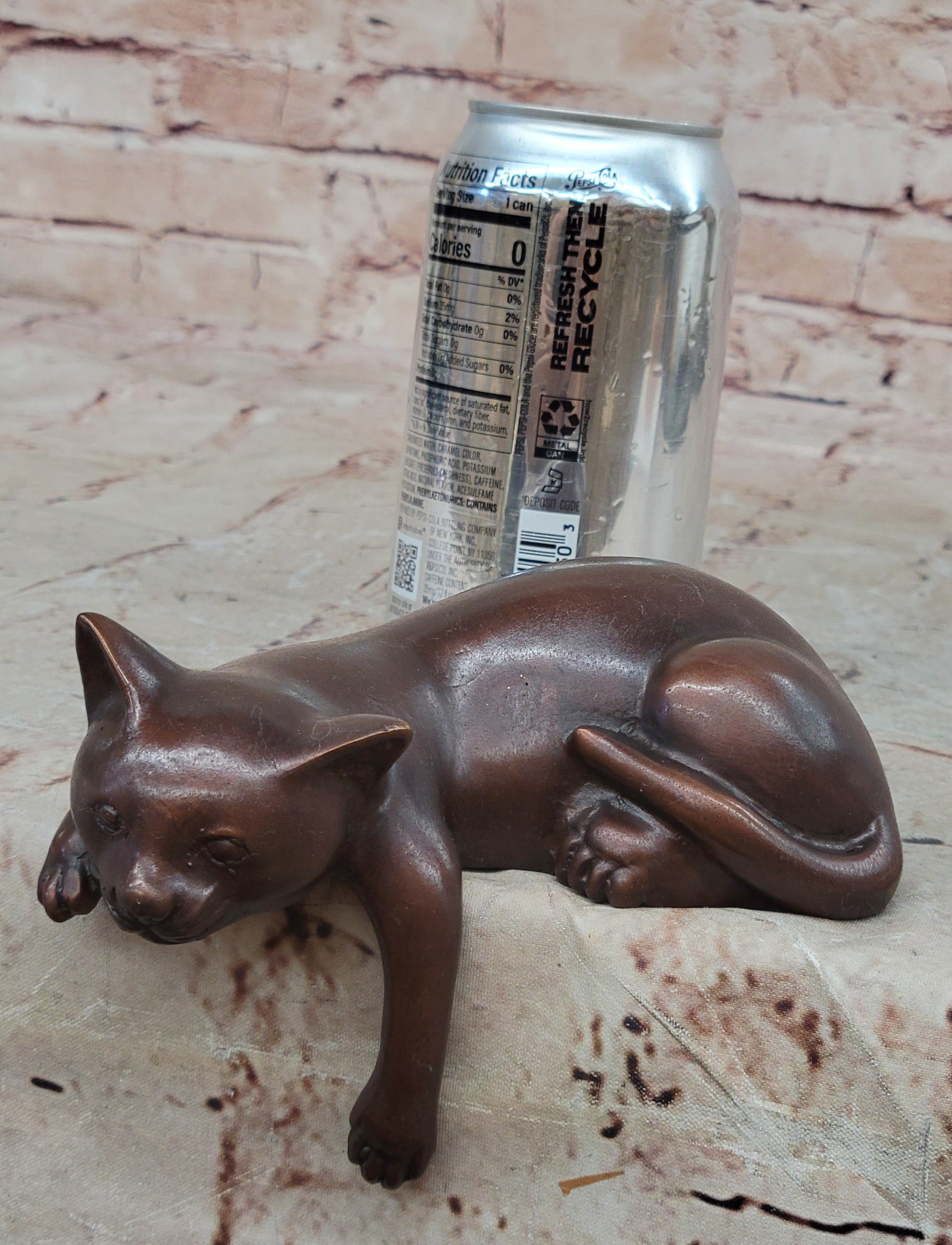 Decorative Bronze Sculpture Statue of Sitting Cat by Nardini Pet Gift Artwork