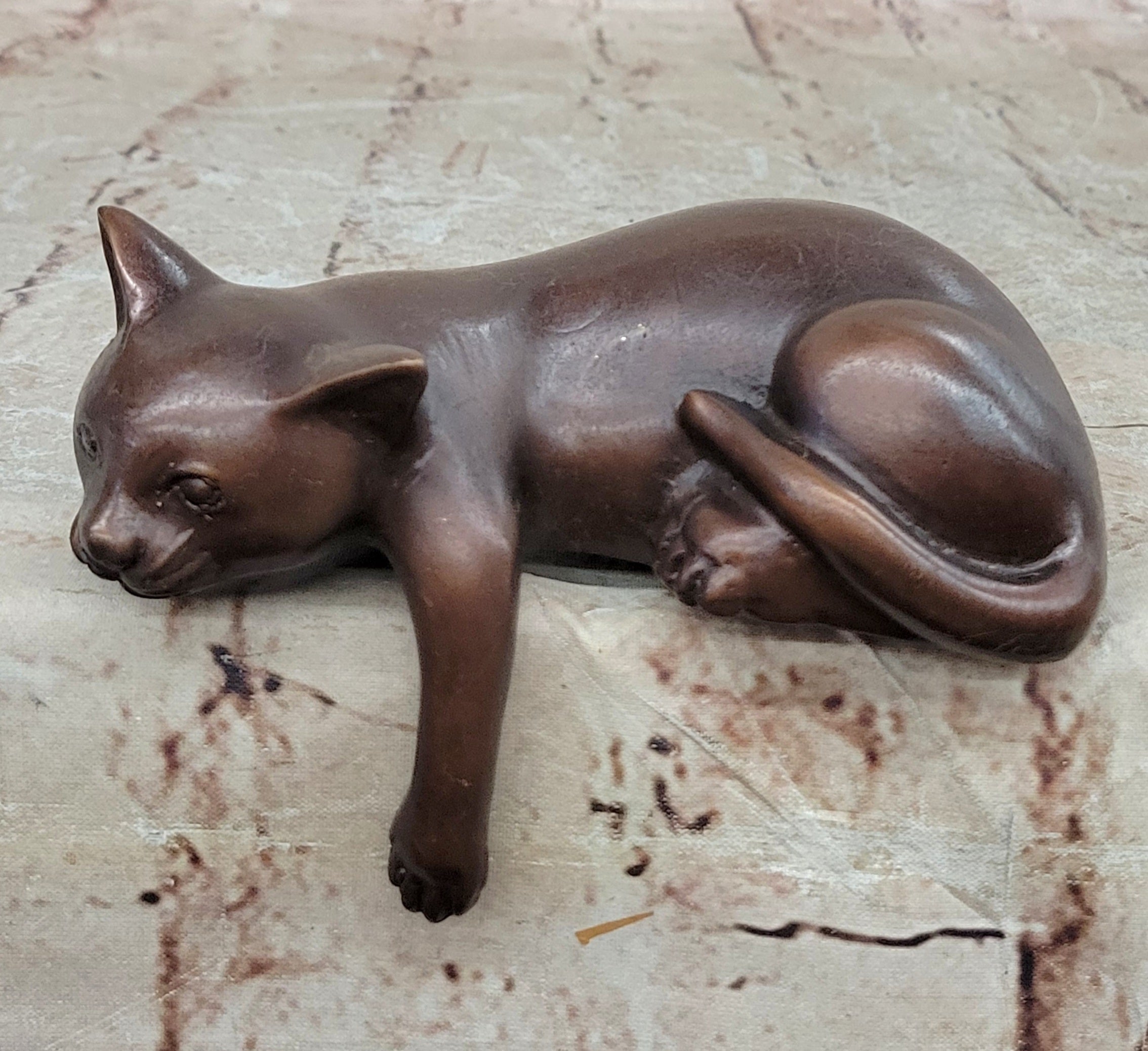 Decorative Bronze Sculpture Statue of Sitting Cat by Nardini Pet Gift Artwork