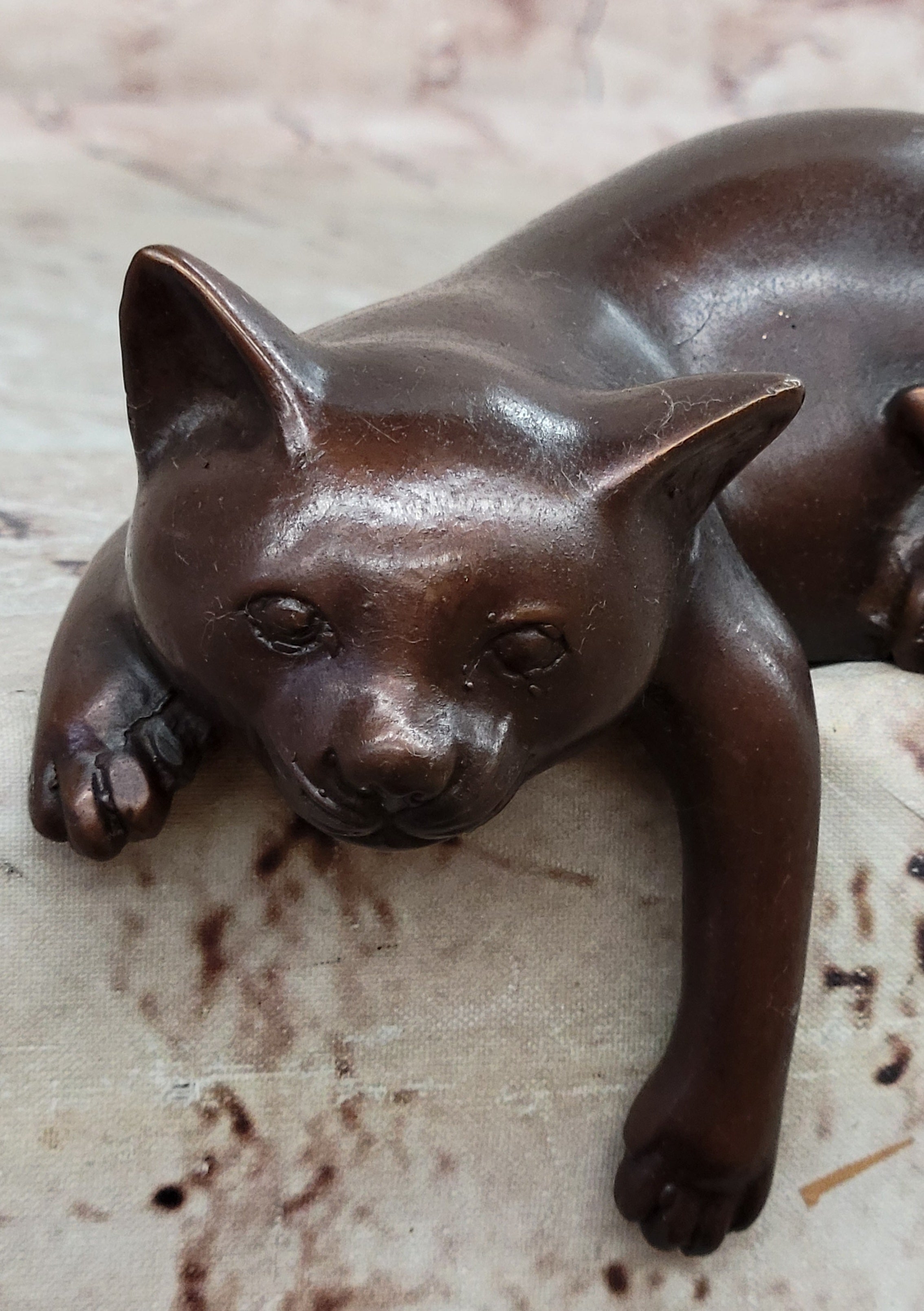 Decorative Bronze Sculpture Statue of Sitting Cat by Nardini Pet Gift Artwork