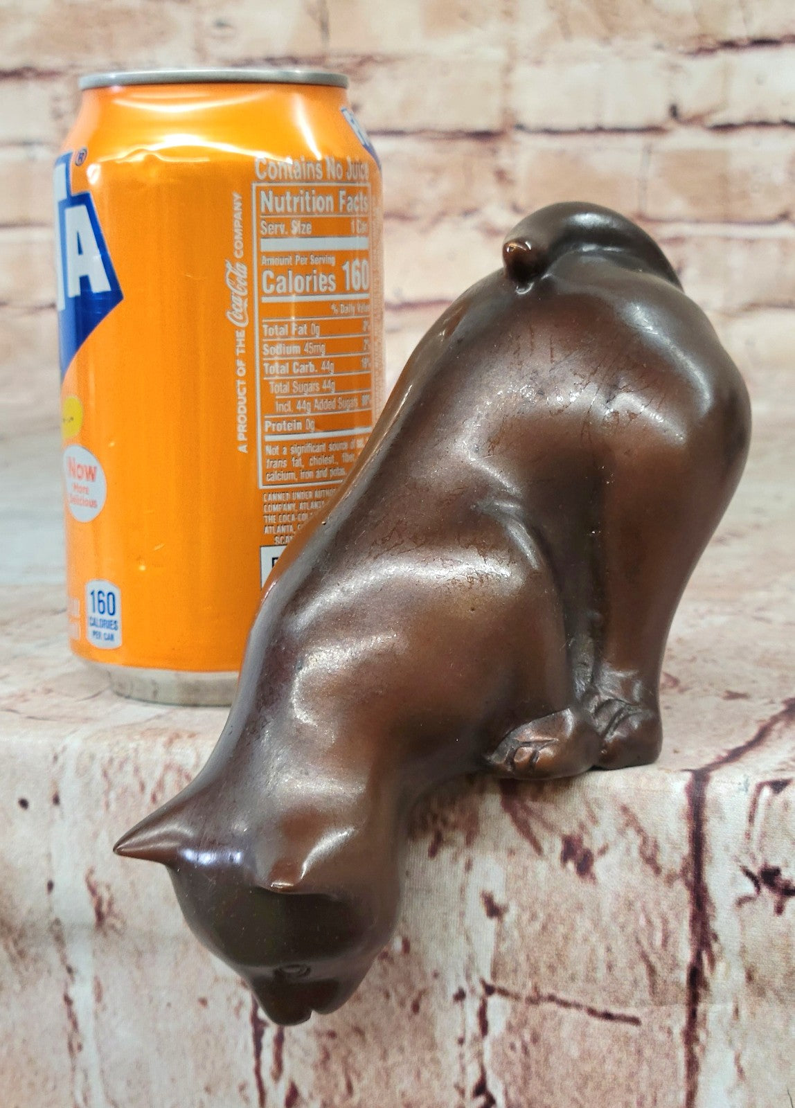 China Pure Royal Palace Bronze Copper Feng Shui lovely Cat Feline Figurine