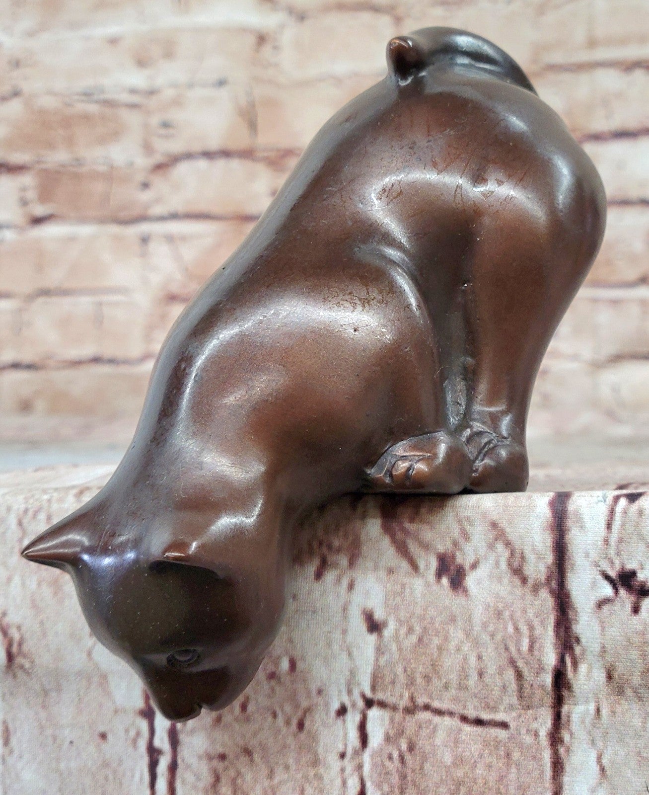 China Pure Royal Palace Bronze Copper Feng Shui lovely Cat Feline Figurine