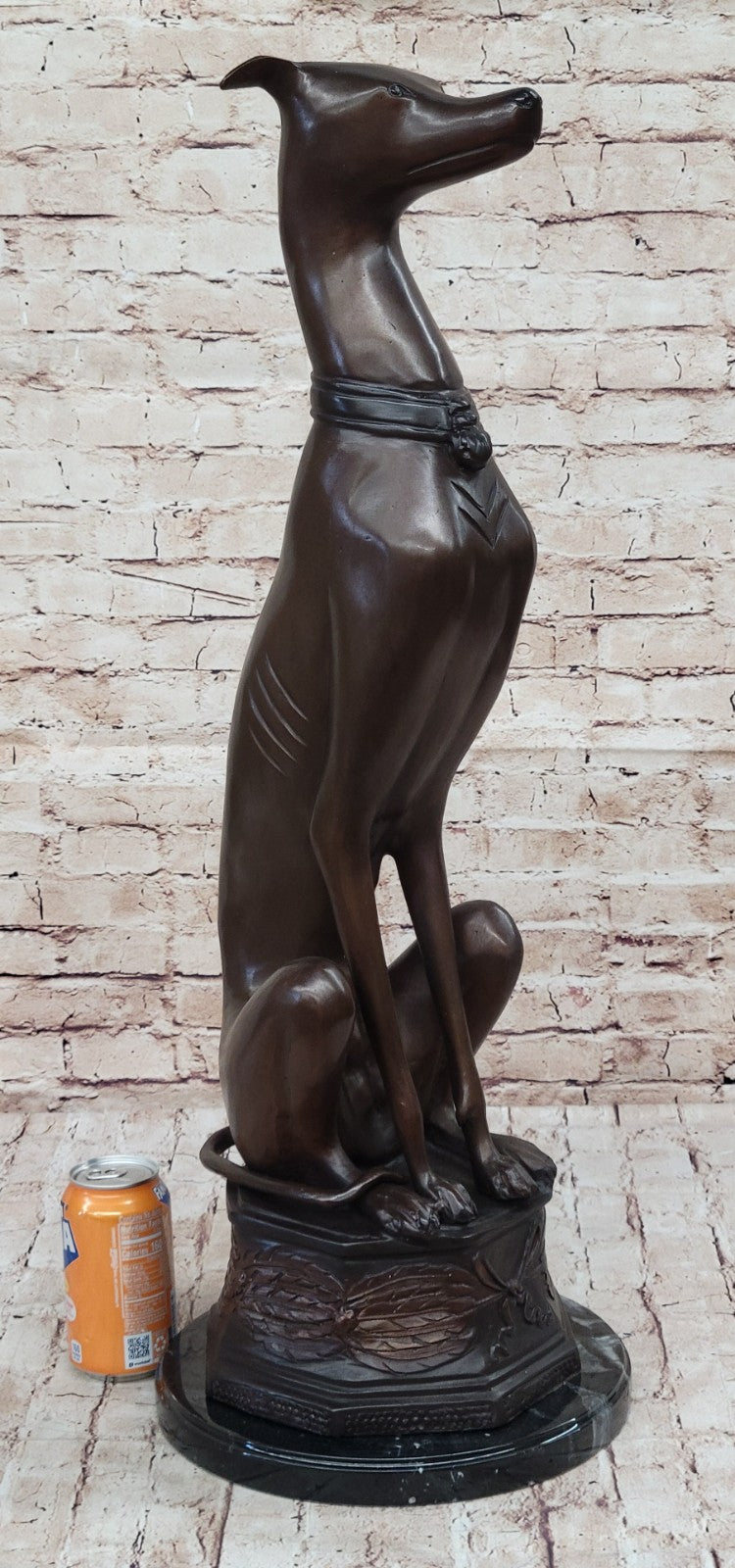 31" Tall Italian Greyhound with Special Patina Bronze Artwork Sculpture Animal