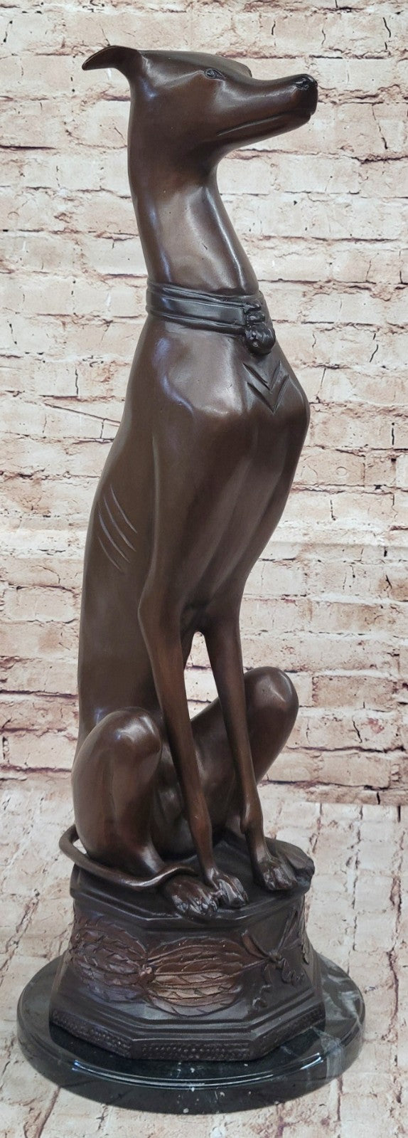 31" Tall Italian Greyhound with Special Patina Bronze Artwork Sculpture Animal