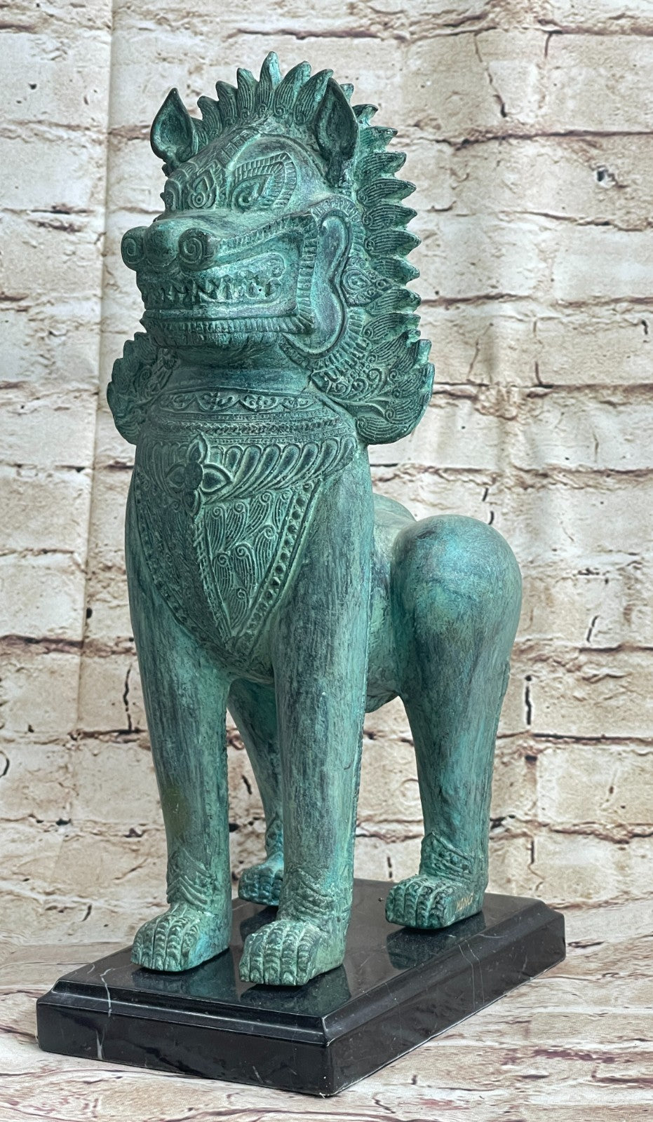 Art Figurine Deco Bronze Copper Hot Cast Foo Dog Lion Statue Artwork Sculpture