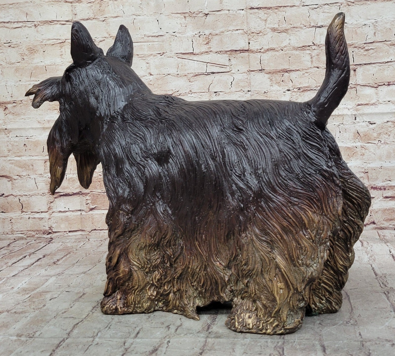 LARGE MOIGNIEZ FRENCH 100% BRONZE SCOTTISH TERRIER IN STANDING POSE FIGURINE