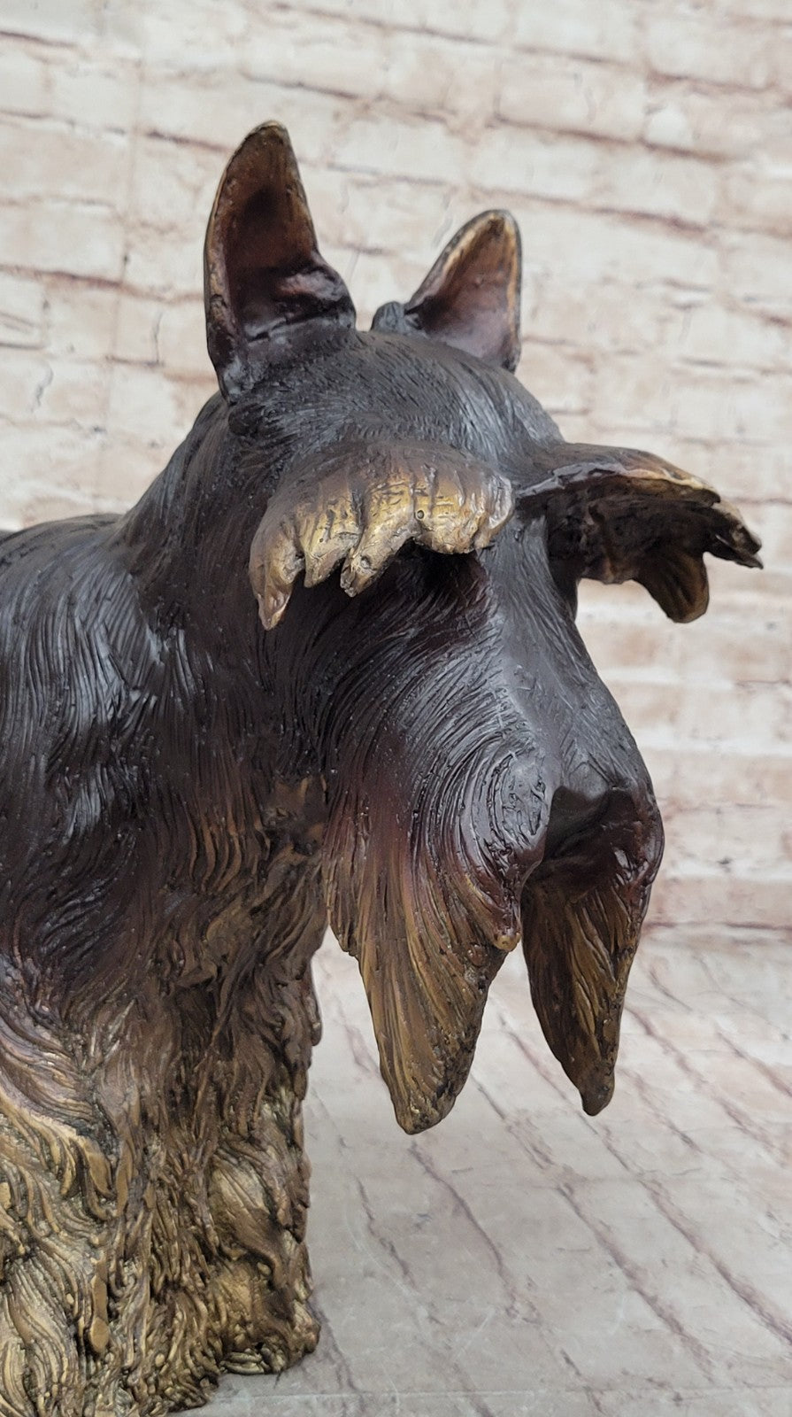 LARGE MOIGNIEZ FRENCH 100% BRONZE SCOTTISH TERRIER IN STANDING POSE FIGURINE