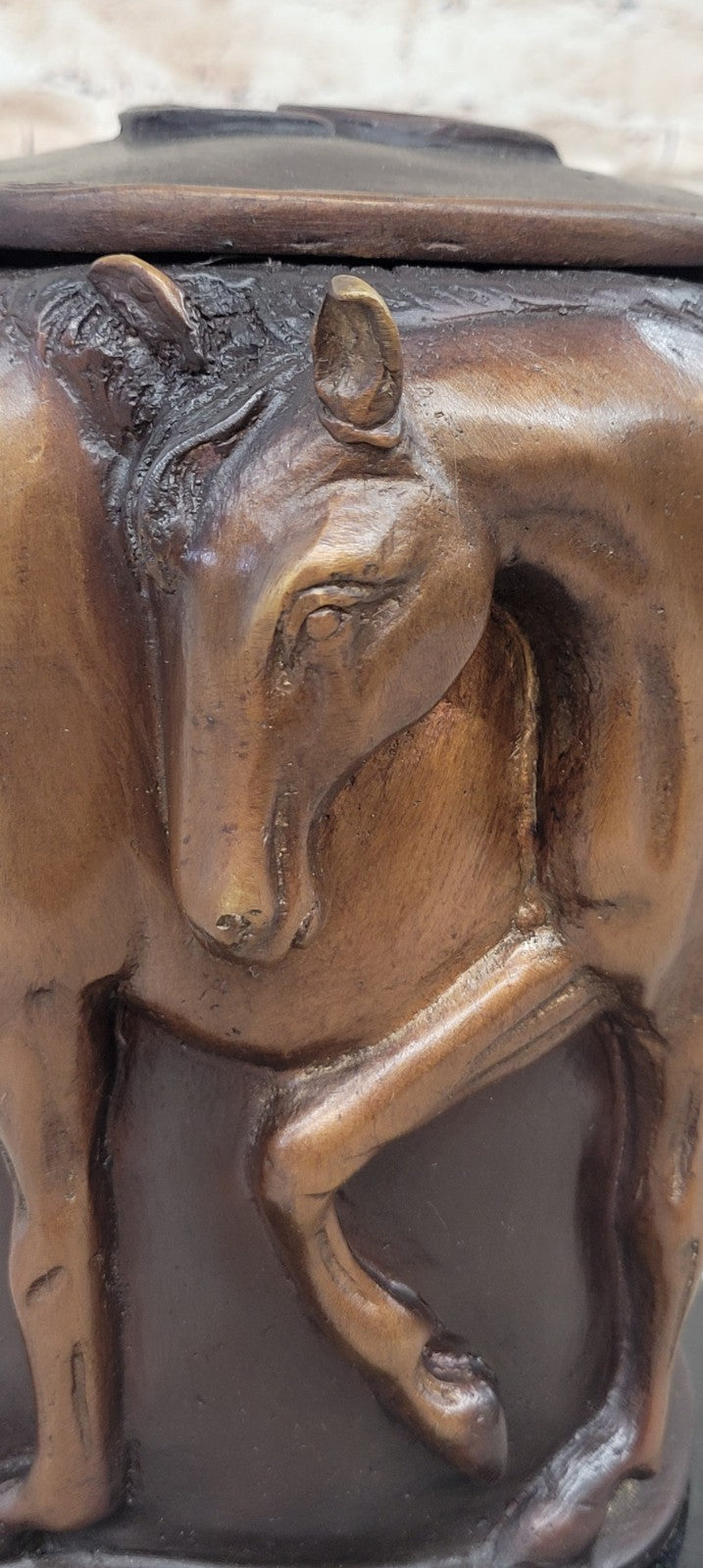 Elegant Bronze Urn Statue Sculpture Hand Made Horses Classical Art Deco Sale