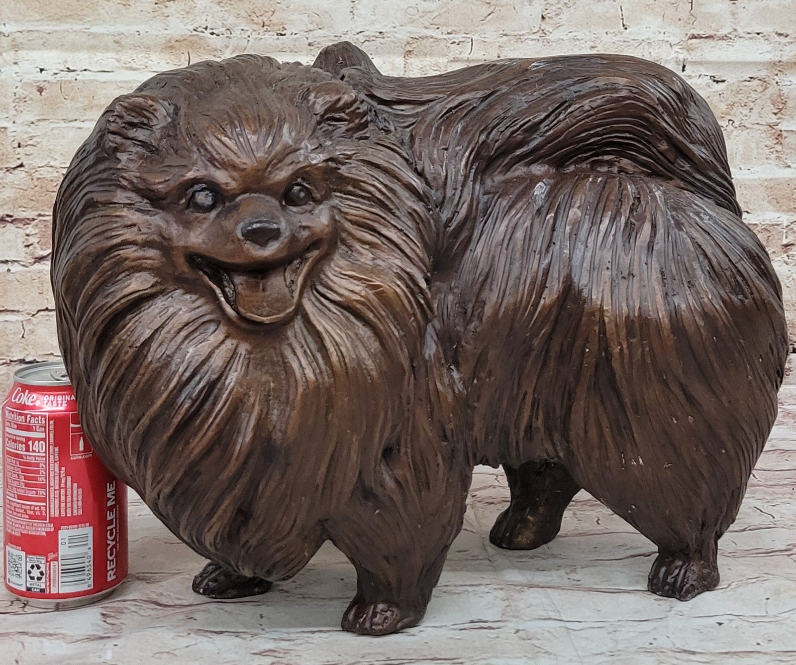 Pomeranian dog - a Extra Large statuette of bronze, metal figurine sculpture Art