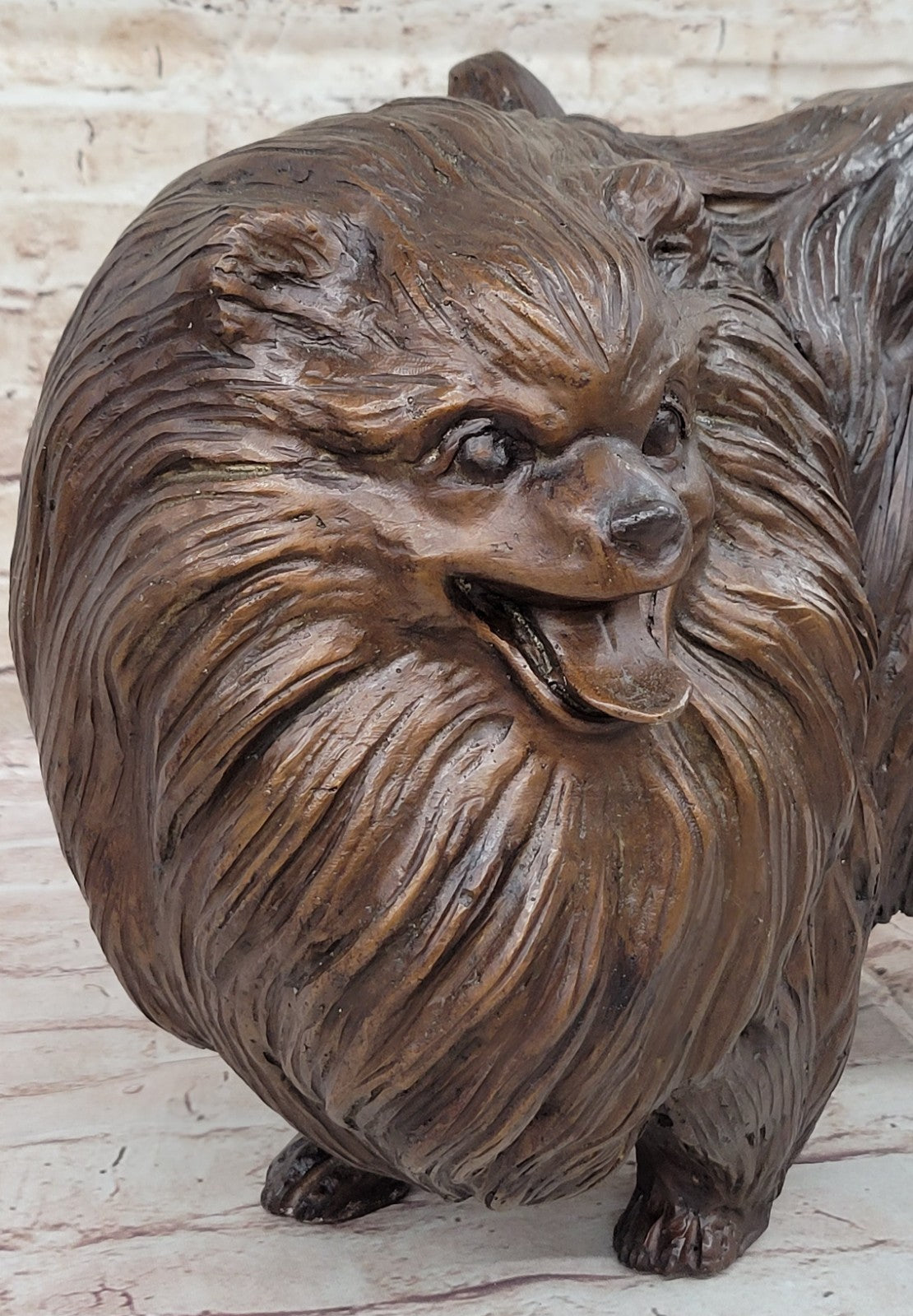 Pomeranian dog - a Extra Large statuette of bronze, metal figurine sculpture Art