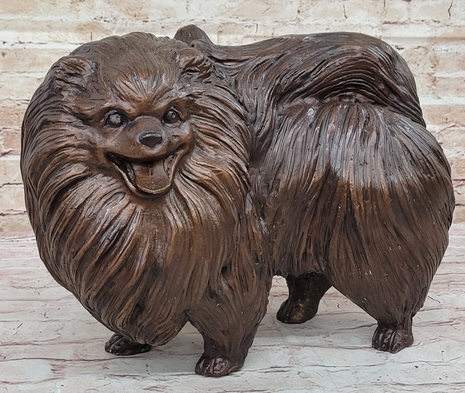 Pomeranian dog - a Extra Large statuette of bronze, metal figurine sculpture Art