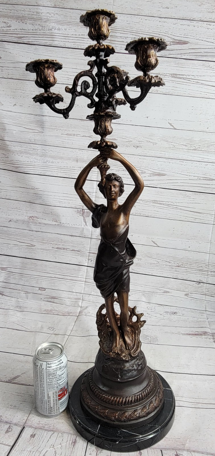 FRENCH Bronze Brass CANDELABRA Candle Holders Marble Base Lost Wax Art