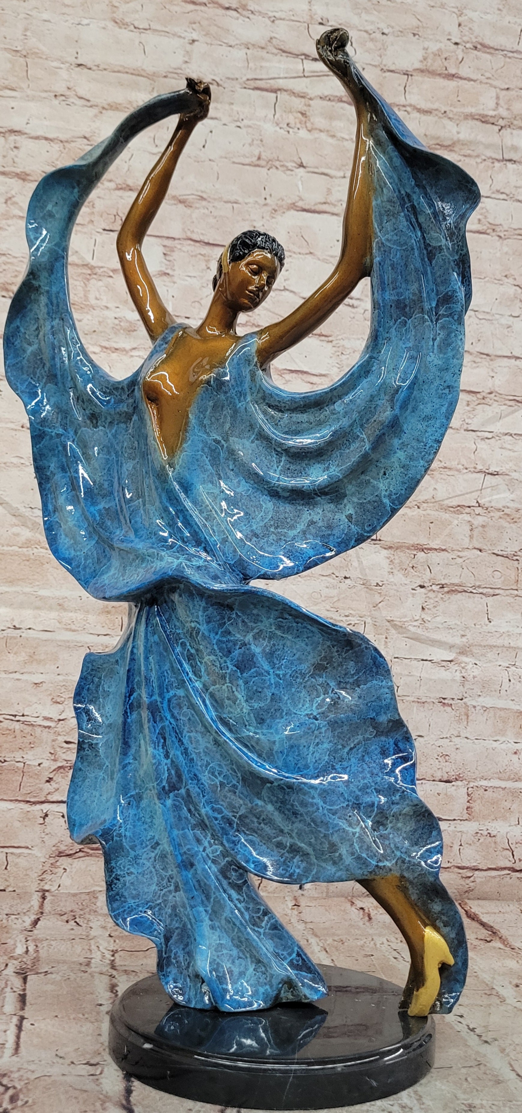 Dancer Sexy Girl Figure Flamenco Large Rare Handcrafted Bronze Sculpture Art T