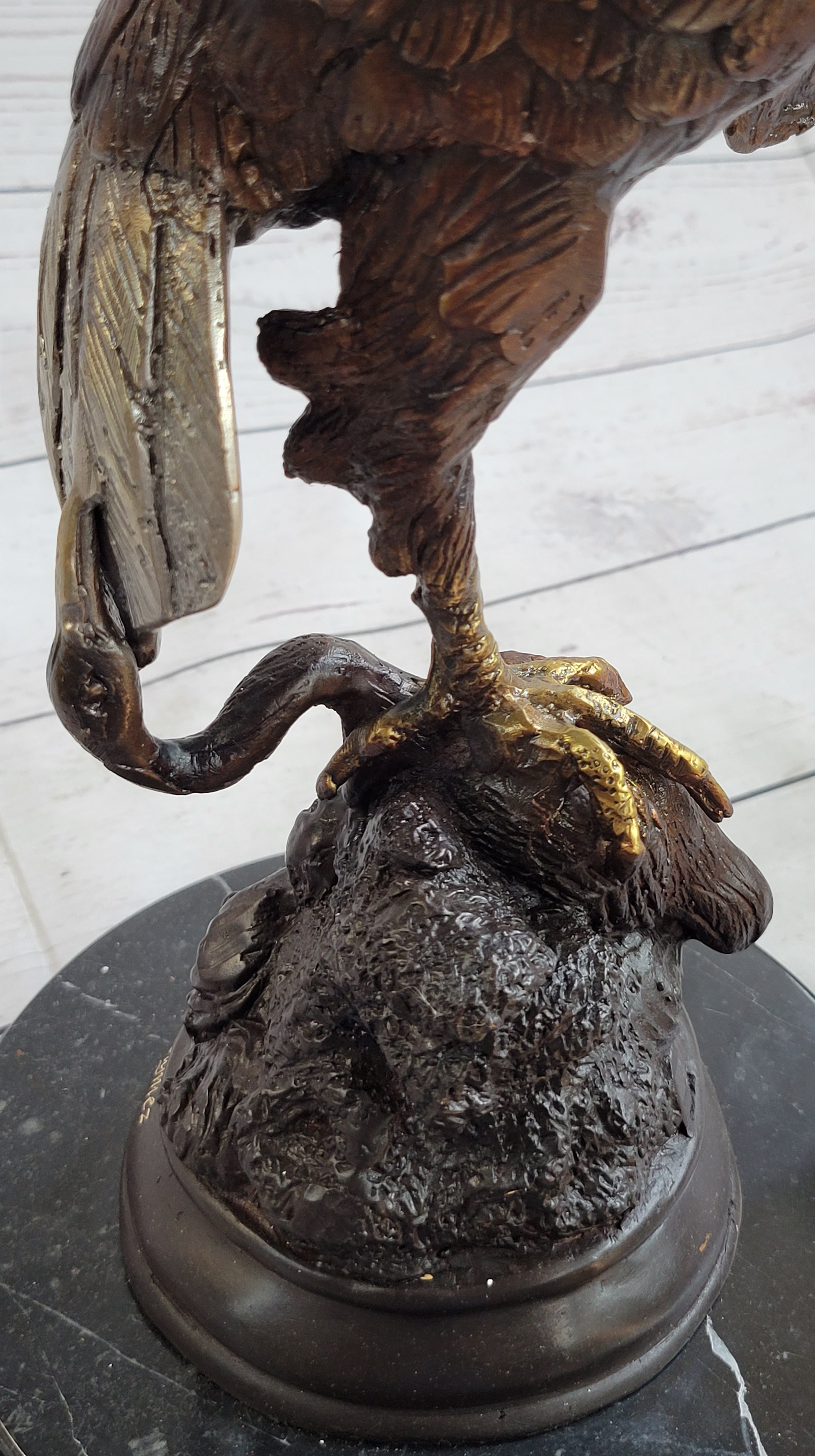 Signed Two Tone Moigniez Magnificent Large American Eagle Bronze Statue Figurine