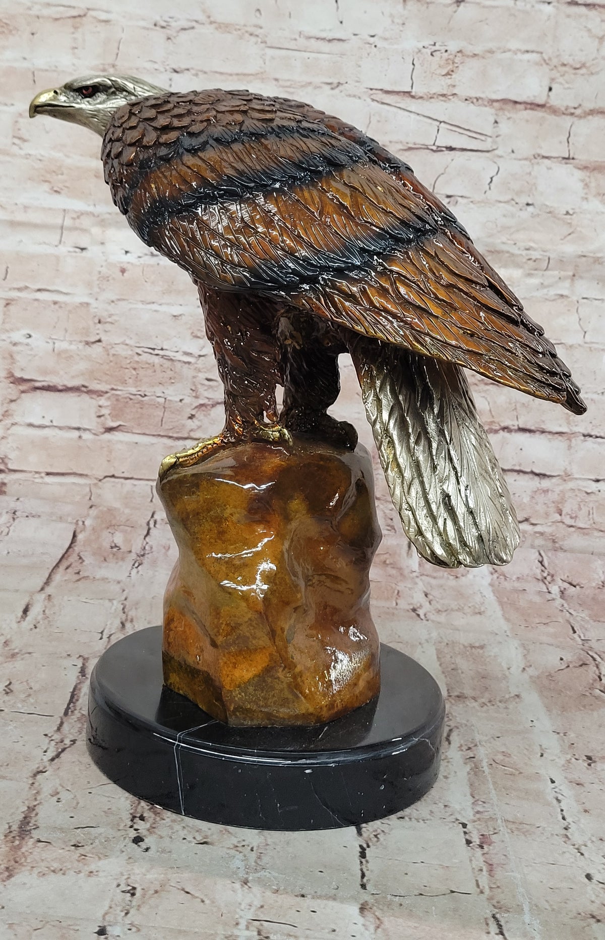 Bronze Sculpture Hand Made Statue Original Life Size American Bald Eagle Bronze